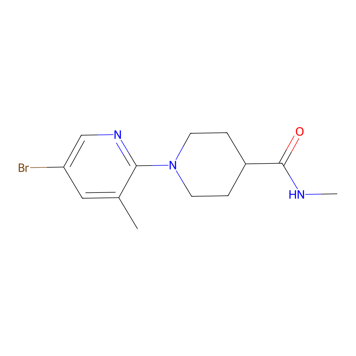 1-(5-bromo-3-methylpyridin-2-yl)-N-methylpiperidine-4-carboxamide molecular structure, CAS 1774930-86-7