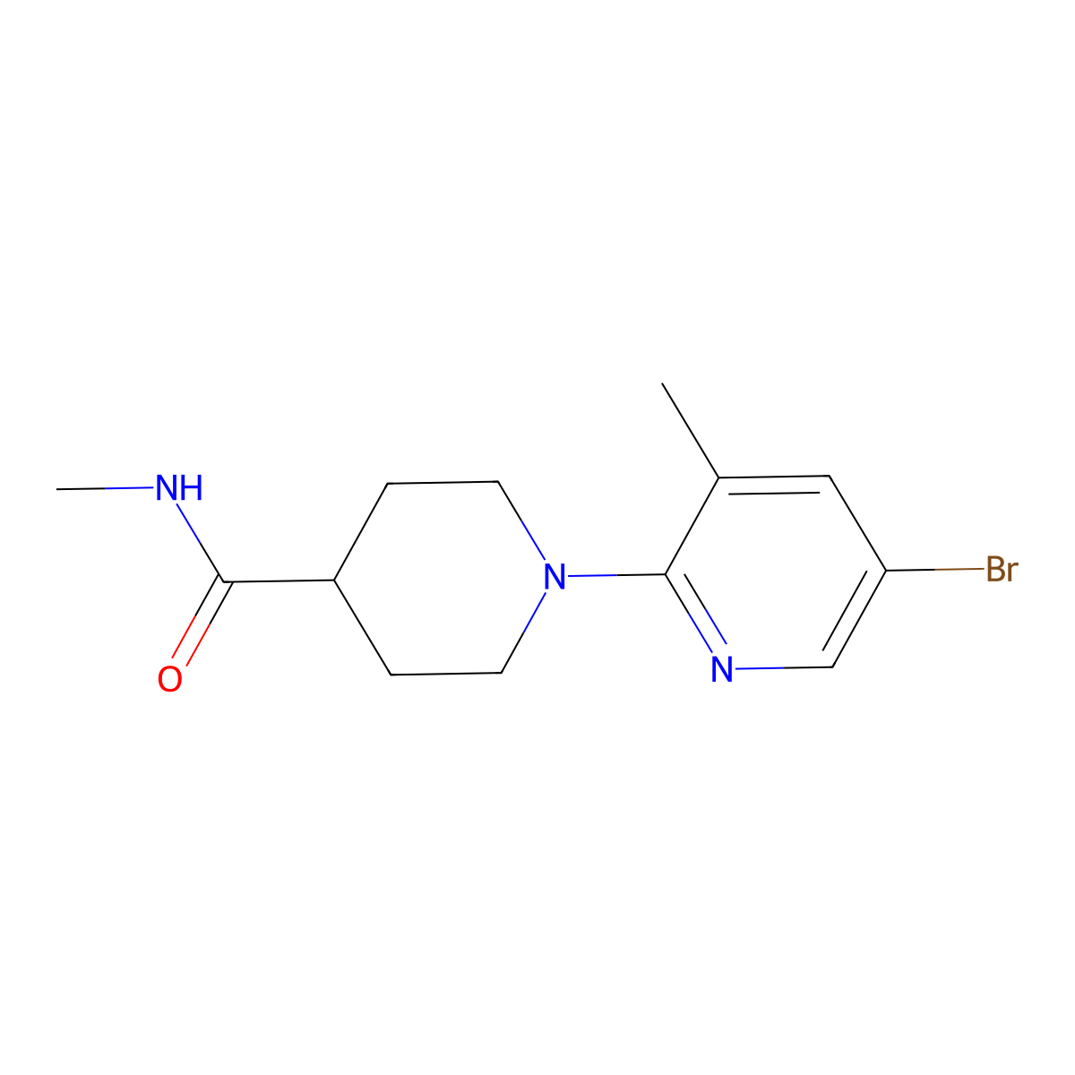 1-(5-bromo-3-methylpyridin-2-yl)-N-methylpiperidine-4-carboxamide molecular structure, CAS 1774930-86-7