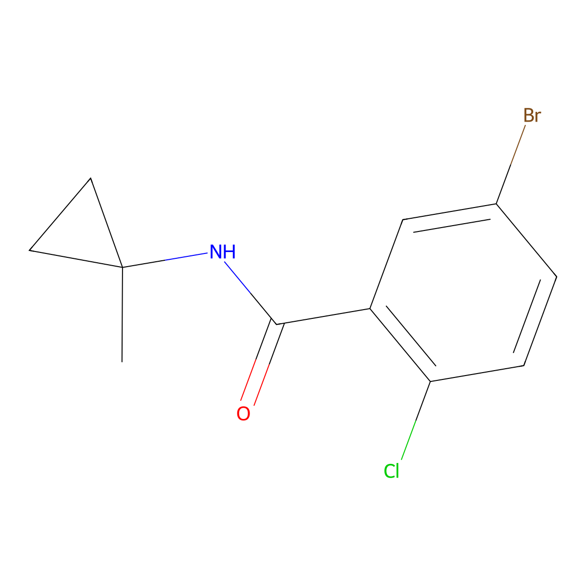 5-Bromo-2-chloro-N-(1-methylcyclopropyl)benzamide molecular structure, CAS 1775011-07-8