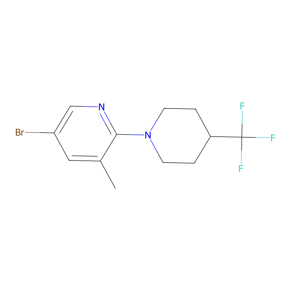 5-Bromo-3-methyl-2-[4-(trifluoromethyl)piperidin-1-yl]pyridine molecular structure, CAS 1775192-59-0