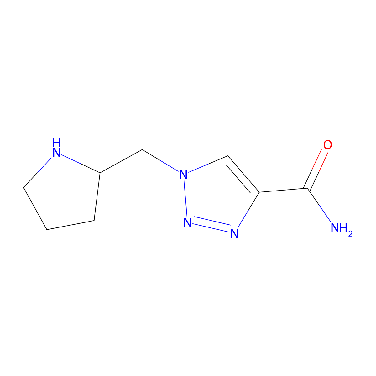 1-[(pyrrolidin-2-yl)methyl]-1H-1,2,3-triazole-4-carboxamide molecular structure, CAS 1775285-86-3