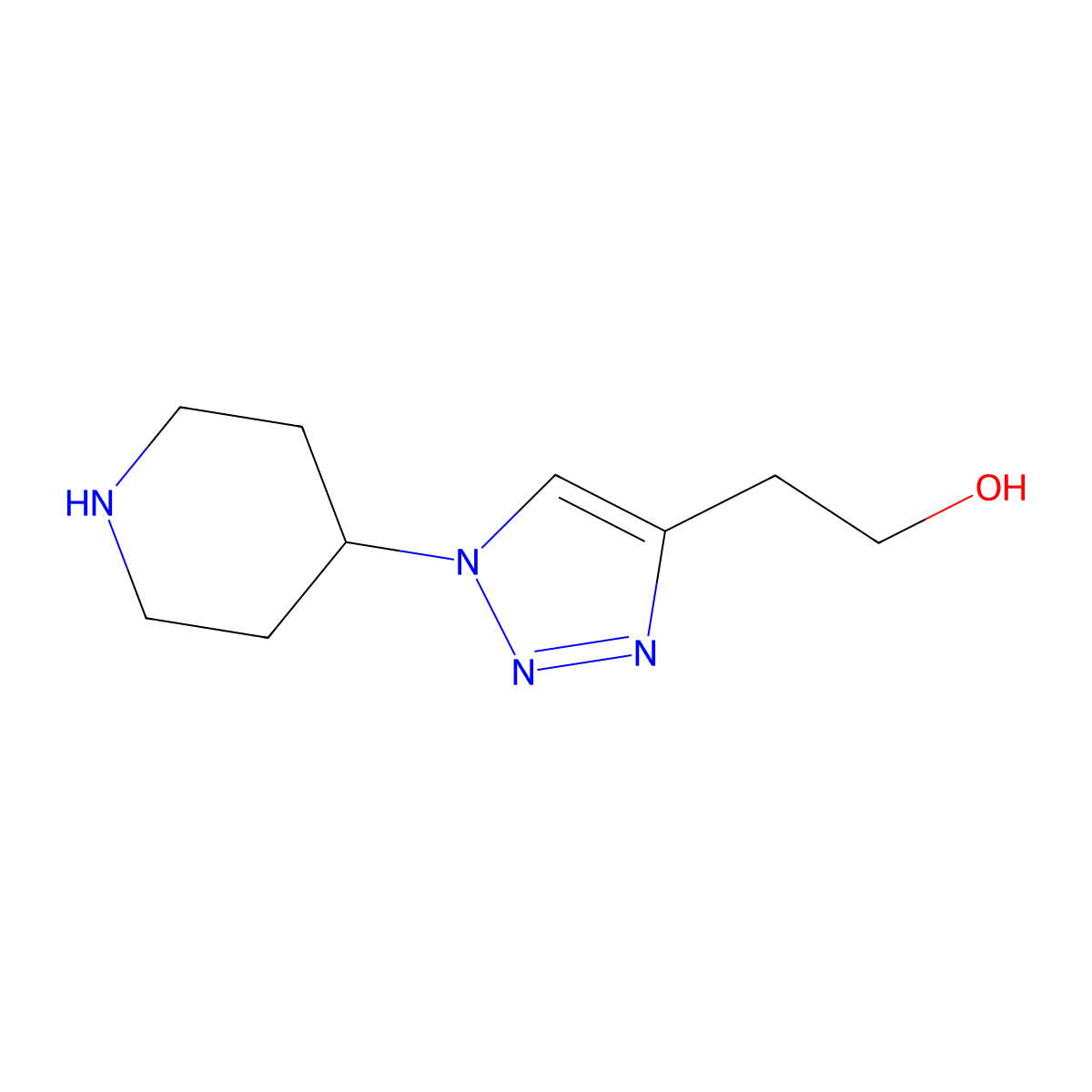 2-[1-(piperidin-4-yl)-1H-1,2,3-triazol-4-yl]ethan-1-ol molecular structure, CAS 1775285-87-4