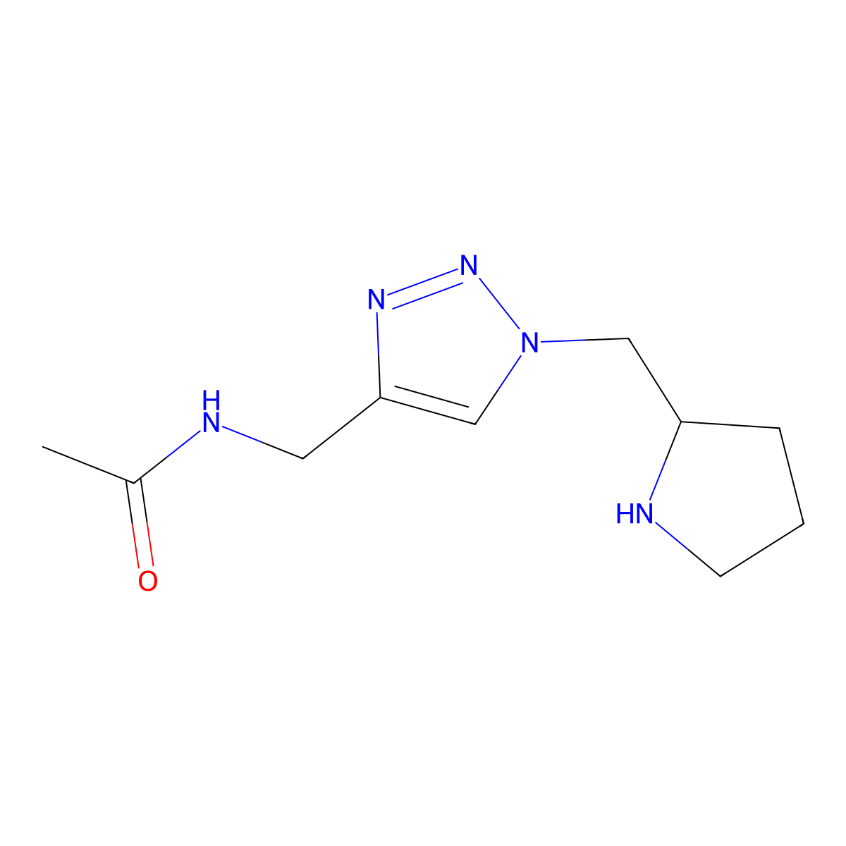 N-({1-[(pyrrolidin-2-yl)methyl]-1H-1,2,3-triazol-4-yl}methyl)acetamide molecular structure, CAS 1775285-88-5