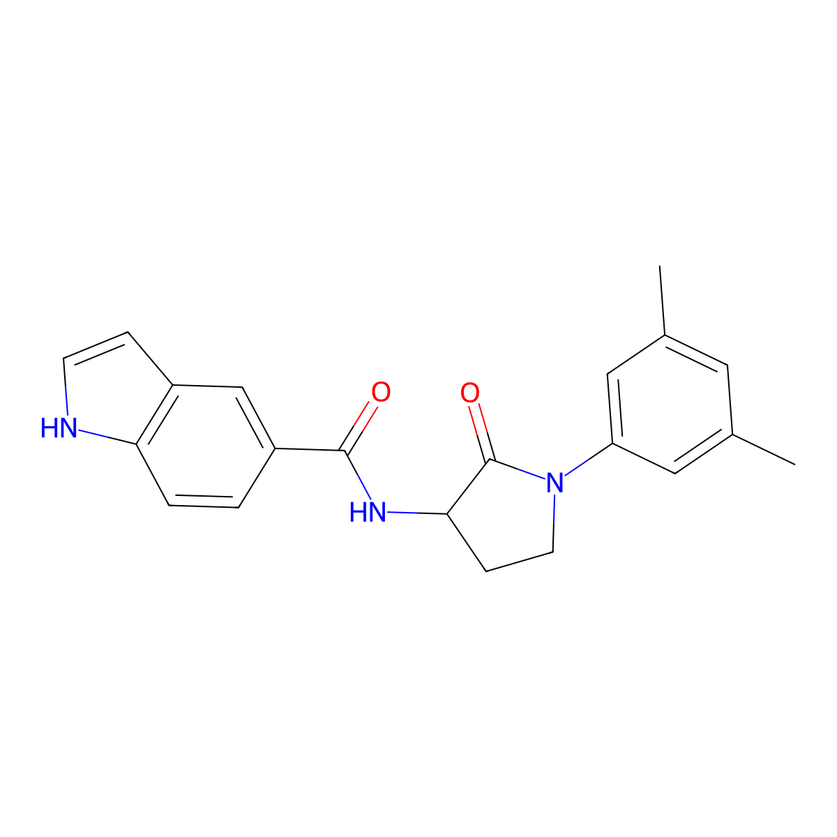 N-[1-(3,5-dimethylphenyl)-2-oxopyrrolidin-3-yl]-1H-indole-5-carboxamide molecular structure, CAS 1775290-57-7