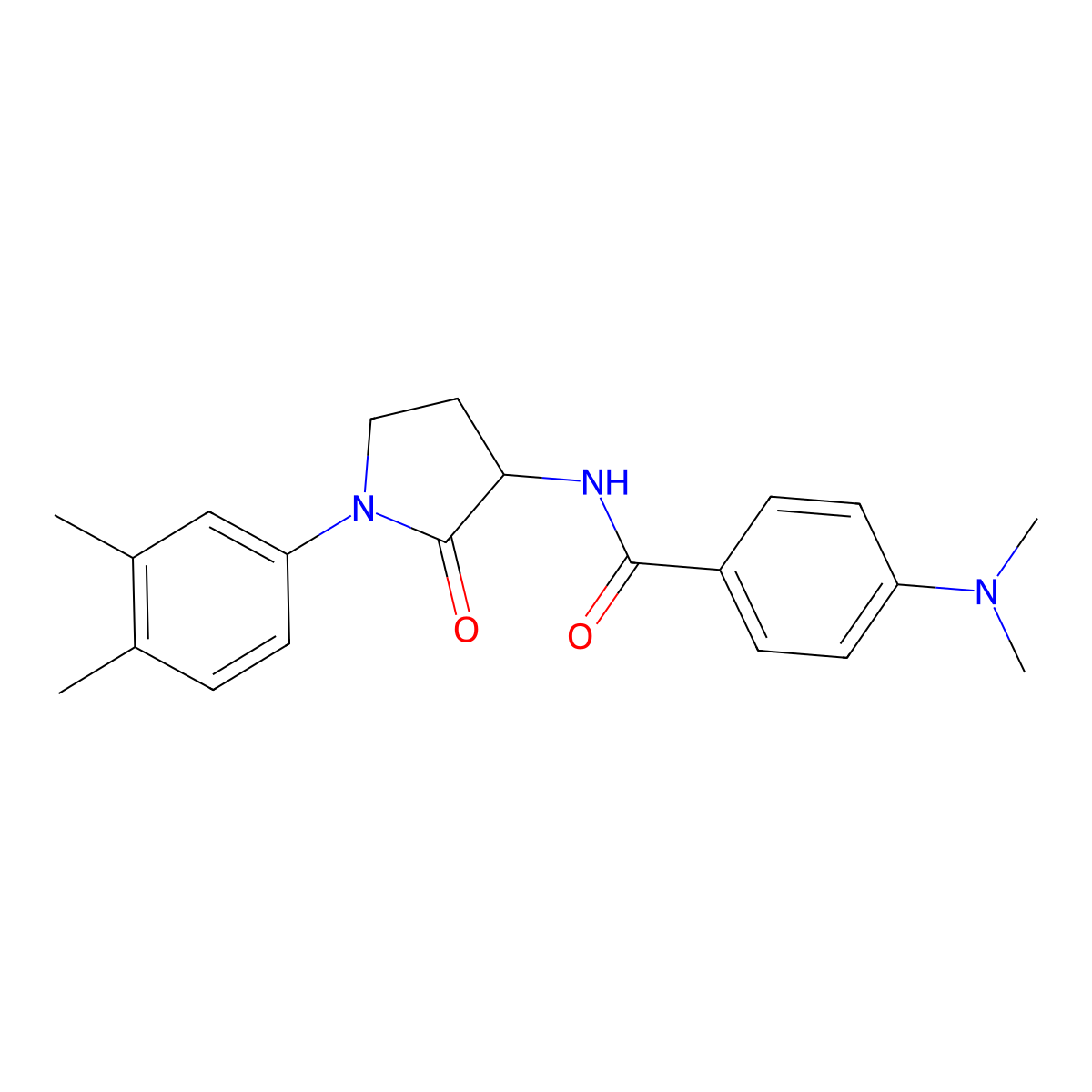 4-(dimethylamino)-N-[1-(3,4-dimethylphenyl)-2-oxopyrrolidin-3-yl]benzamide molecular structure, CAS 1775293-03-2