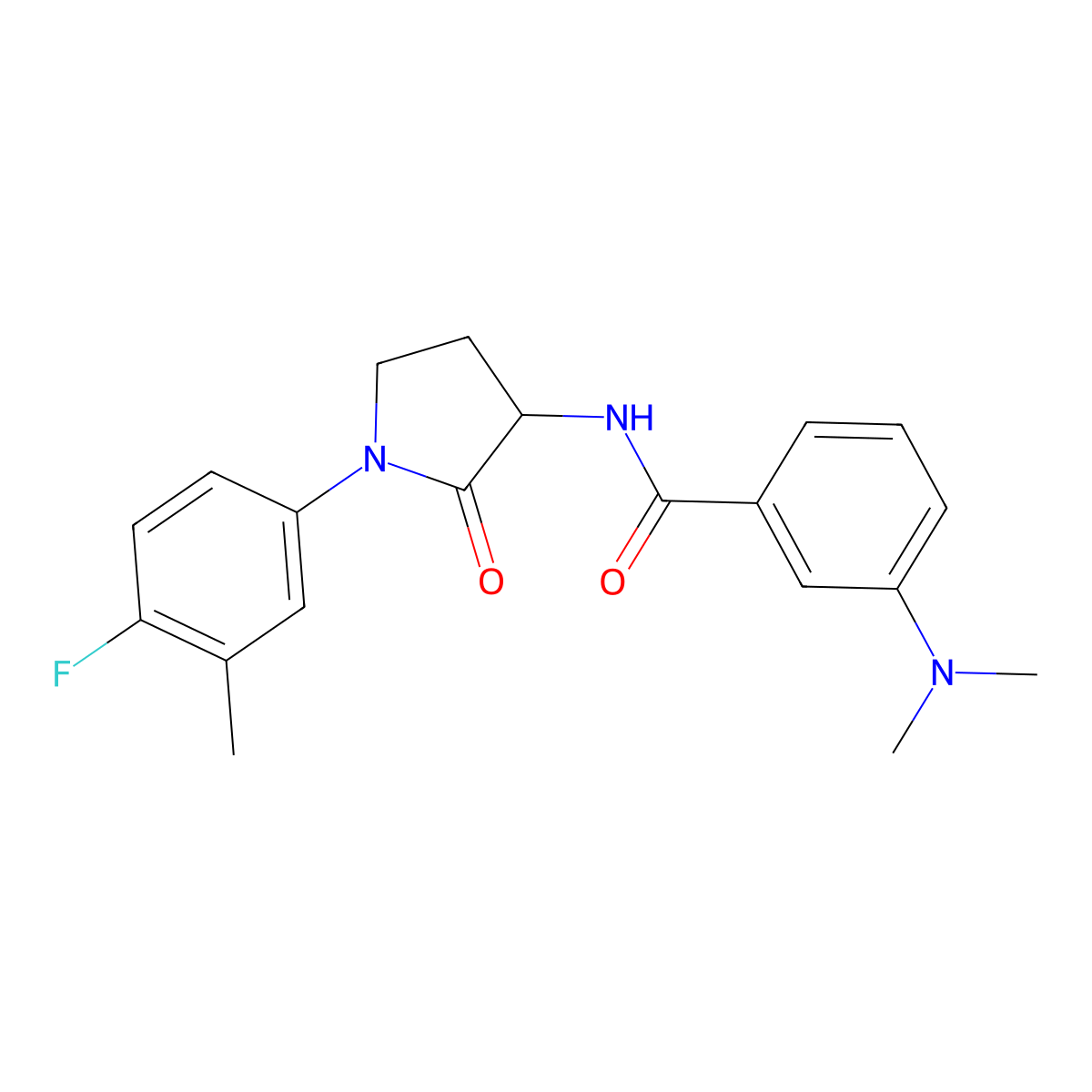 3-(dimethylamino)-N-[1-(4-fluoro-3-methylphenyl)-2-oxopyrrolidin-3-yl]benzamide molecular structure, CAS 1775296-39-3