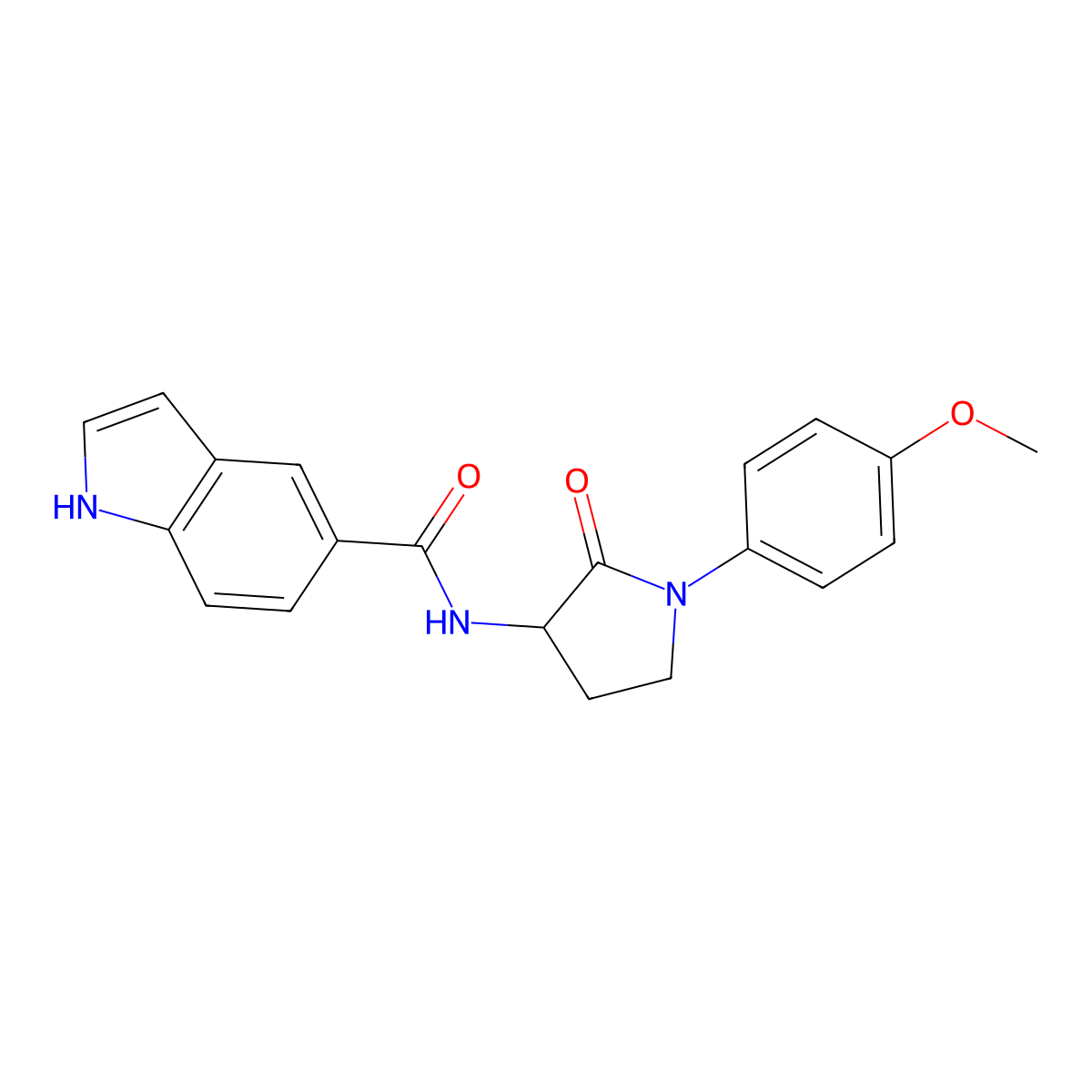 N-[1-(4-methoxyphenyl)-2-oxopyrrolidin-3-yl]-1H-indole-5-carboxamide molecular structure, CAS 1775296-80-4