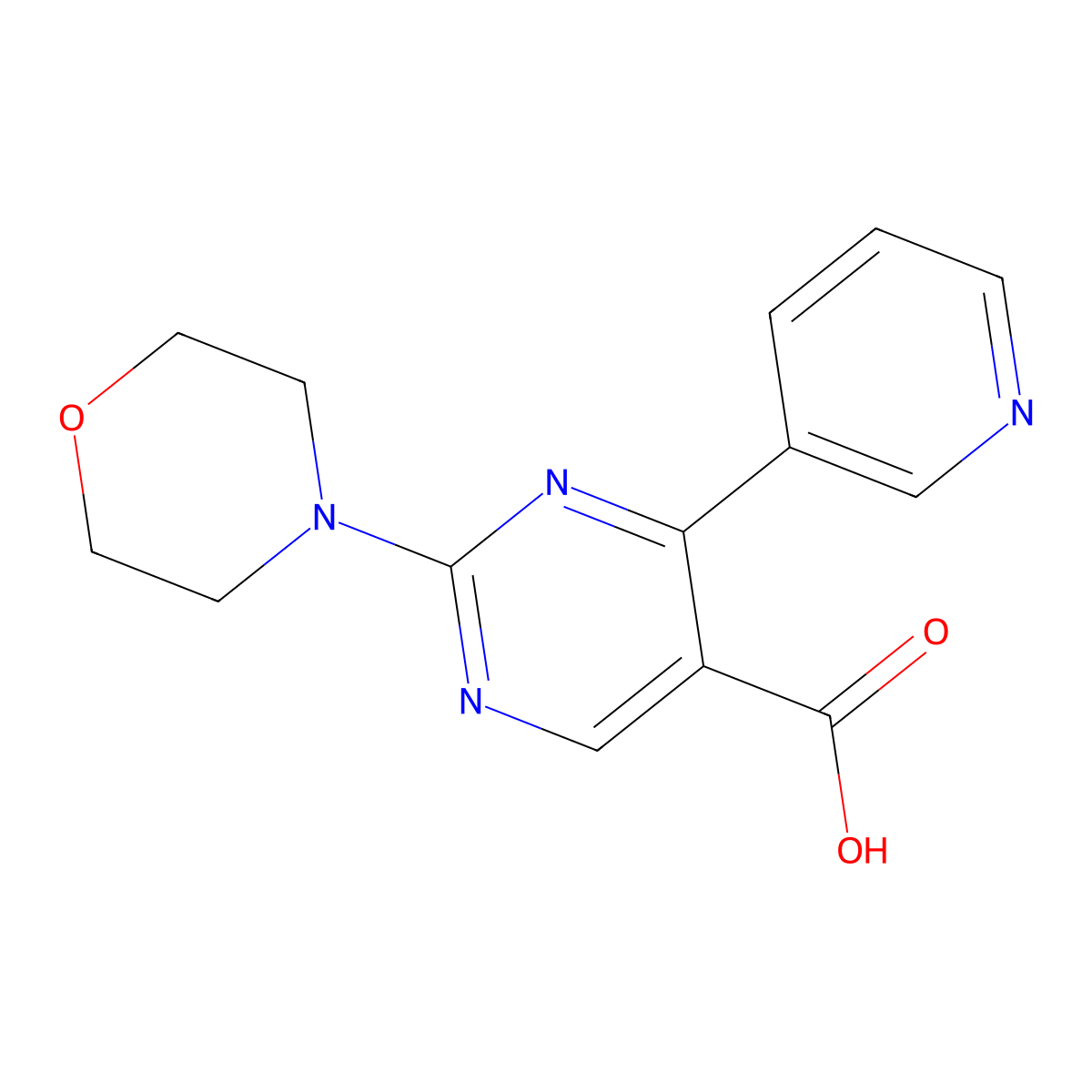 2-Morpholino-4-(3-pyridyl)-5-pyrimidinecarboxylic acid molecular structure, CAS 1775299-18-7