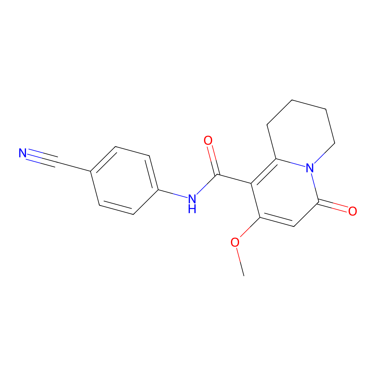 N-(4-cyanophenyl)-8-methoxy-6-oxo-1,3,4,6-tetrahydro-2H-quinolizine-9-carboxamide molecular structure, CAS 1775299-85-8