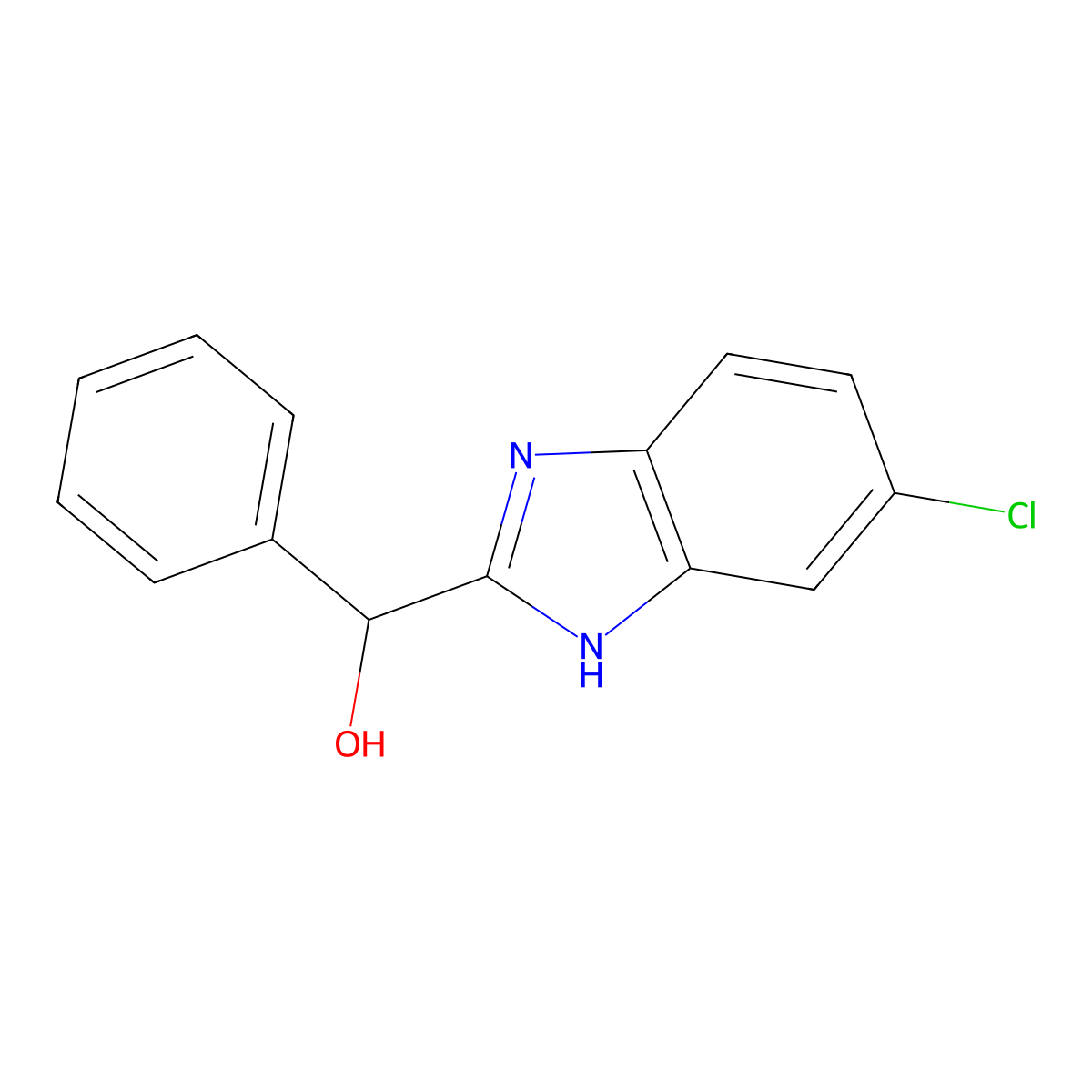 (5-chloro-1H-1,3-benzodiazol-2-yl)(phenyl)methanol molecular structure, CAS 17753-02-5