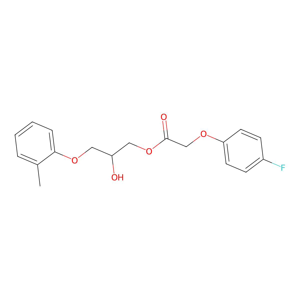 2-Hydroxy-3-(2-methylphenoxy)propyl (4-fluorophenoxy)acetate molecular structure, CAS 17753-07-0