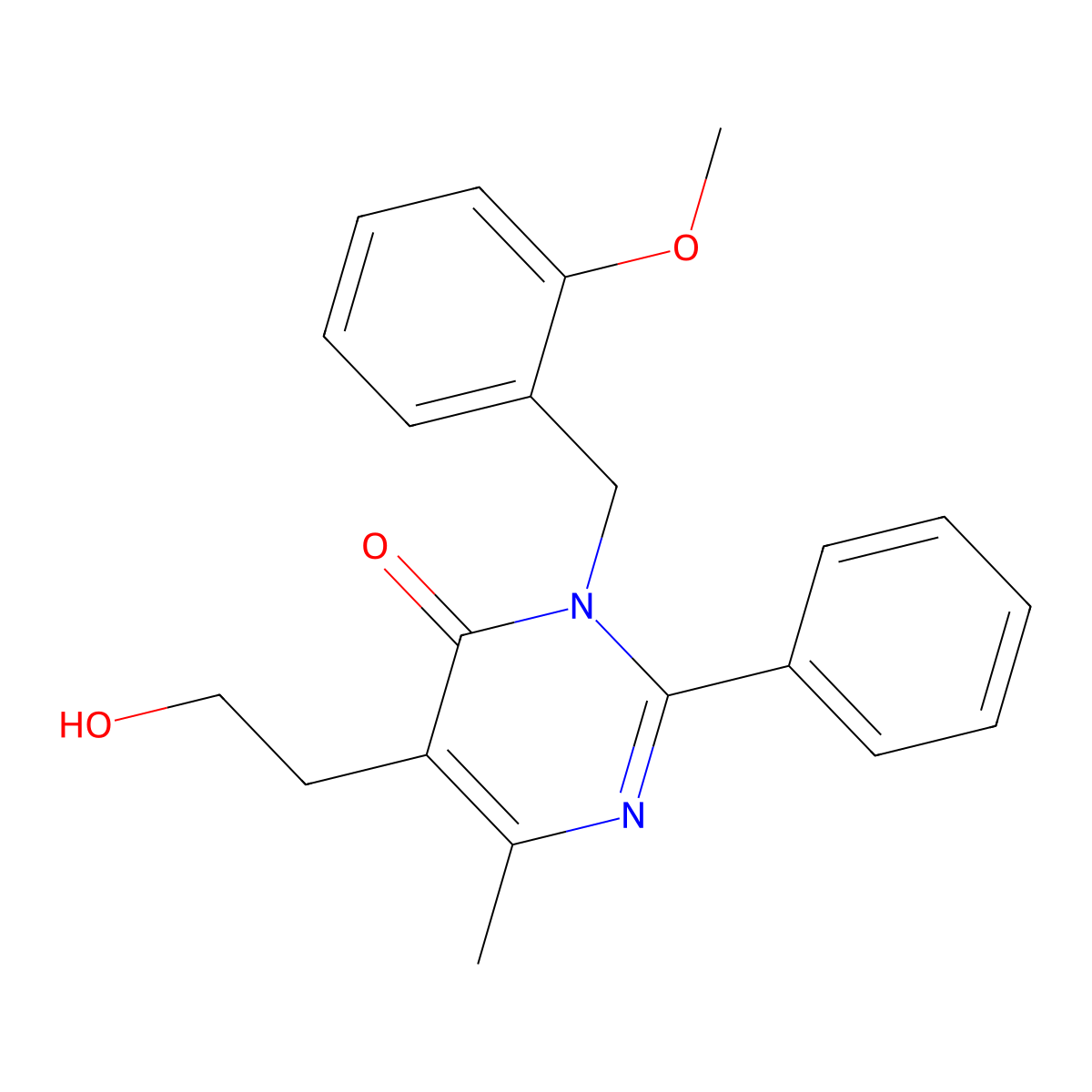 5-(2-hydroxyethyl)-3-(2-methoxybenzyl)-6-methyl-2-phenylpyrimidin-4(3H)-one molecular structure, CAS 1775300-33-8