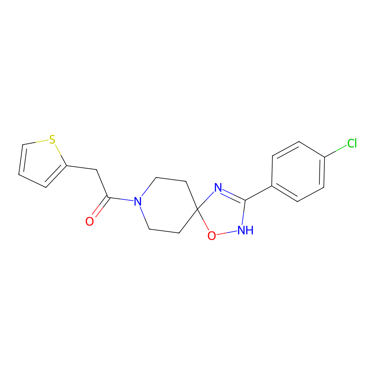 1-[3-(4-Chlorophenyl)-1-oxa-2,4,8-triazaspiro[4.5]dec-2-EN-8-YL]-2-(thiophen-2-YL)ethan-1-one molecular structure, CAS 1775300-71-4
