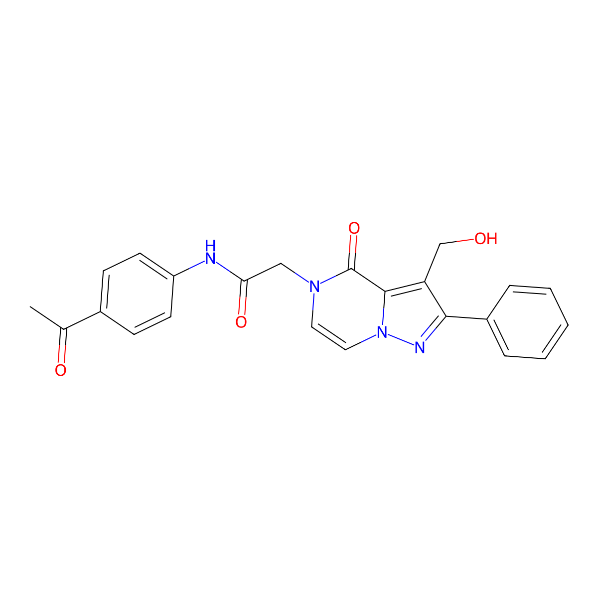 N-(4-Acetylphenyl)-2-[3-(hydroxymethyl)-4-oxo-2-phenyl-4H,5H-pyrazolo[1,5-A]pyrazin-5-YL]acetamide molecular structure, CAS 1775300-87-2
