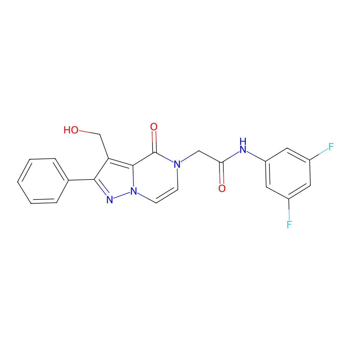 N-(3,5-Difluorophenyl)-2-[3-(hydroxymethyl)-4-oxo-2-phenyl-4H,5H-pyrazolo[1,5-A]pyrazin-5-YL]acetamide molecular structure, CAS 1775301-05-7