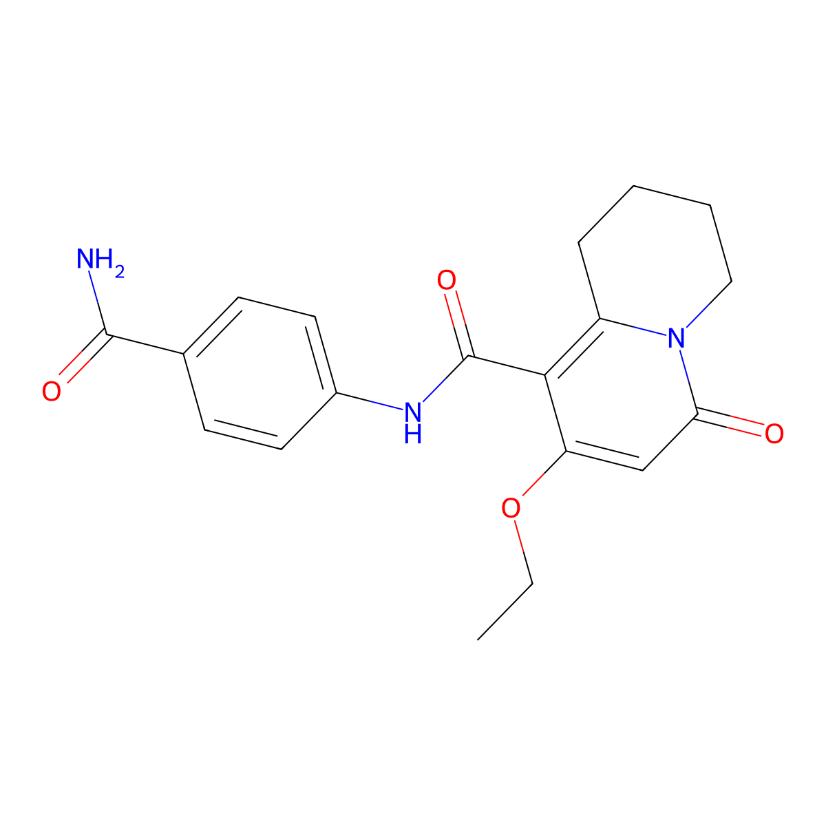N-(4-carbamoylphenyl)-8-ethoxy-6-oxo-2,3,4,6-tetrahydro-1H-quinolizine-9-carboxamide molecular structure, CAS 1775302-18-5