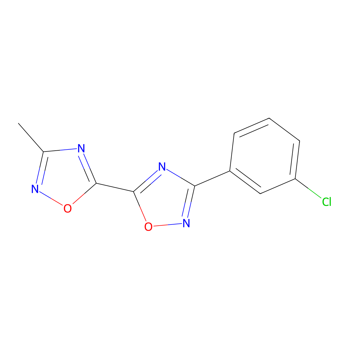 3-(3-Chlorophenyl)-3'-methyl-5,5'-bi-1,2,4-oxadiazole molecular structure, CAS 1775303-55-3