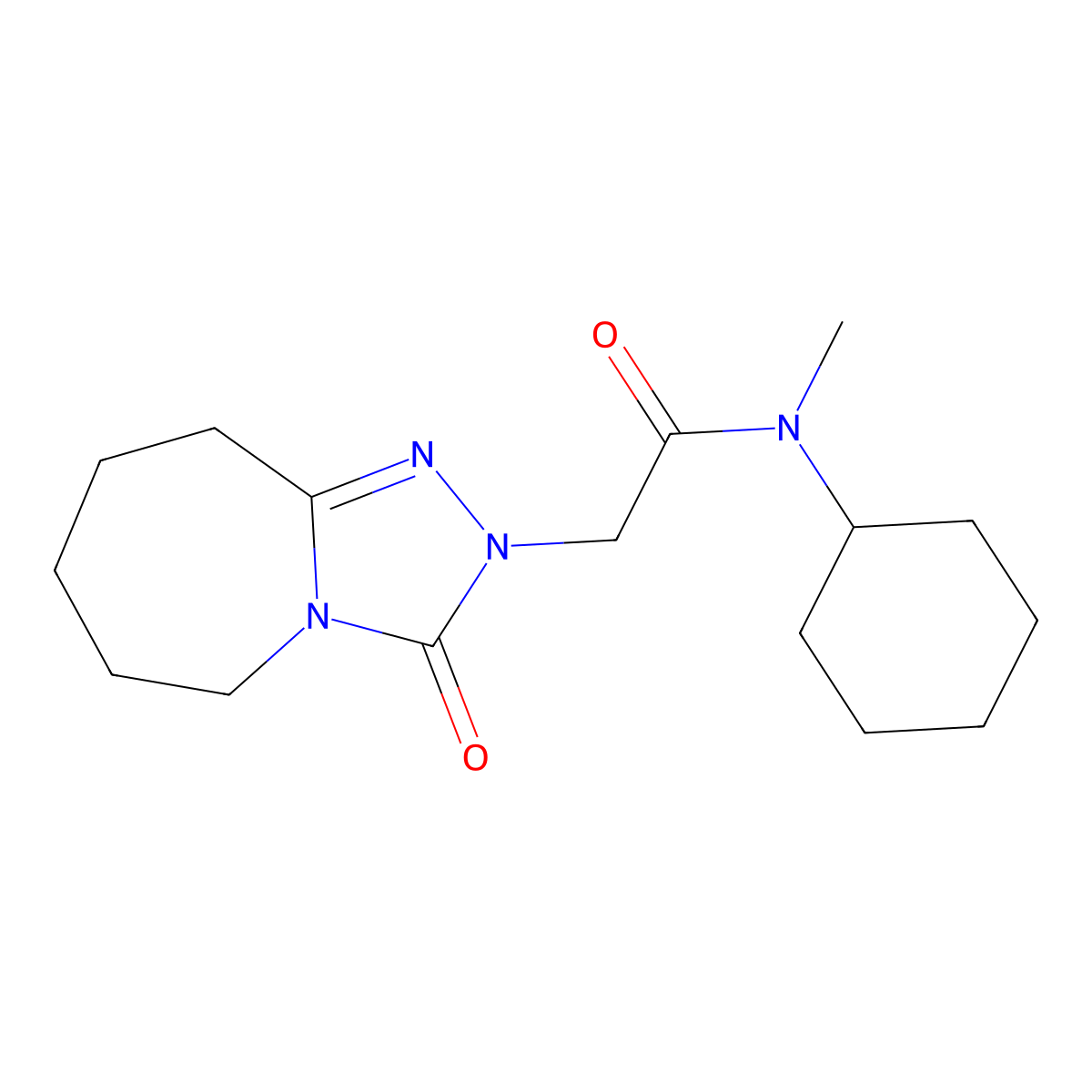 N-cyclohexyl-N-methyl-2-{3-oxo-2H,3H,5H,6H,7H,8H,9H-[1,2,4]triazolo[4,3-a]azepin-2-yl}acetamide molecular structure, CAS 1775304-17-0