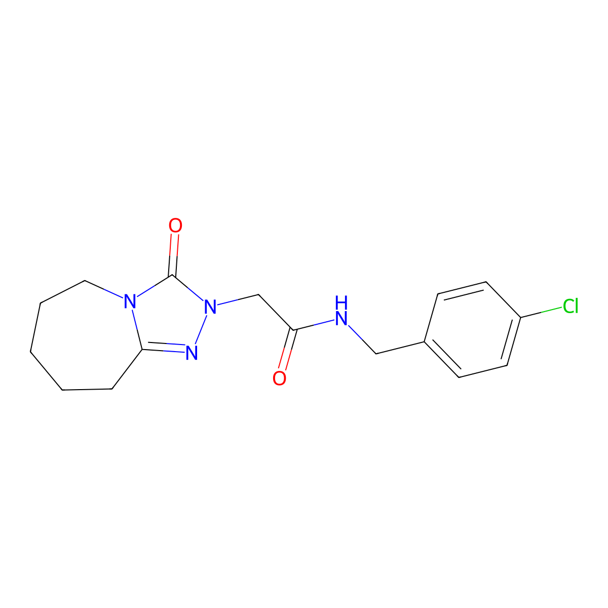 N-[(4-Chlorophenyl)methyl]-2-{3-oxo-2H,3H,5H,6H,7H,8H,9H-[1,2,4]triazolo[4,3-A]azepin-2-YL}acetamide molecular structure, CAS 1775304-34-1