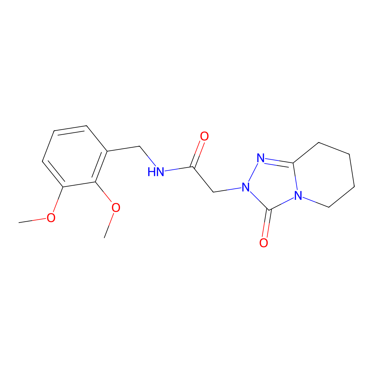 N-[(2,3-Dimethoxyphenyl)methyl]-2-{3-oxo-2H,3H,5H,6H,7H,8H-[1,2,4]triazolo[4,3-A]pyridin-2-YL}acetamide molecular structure, CAS 1775304-68-1