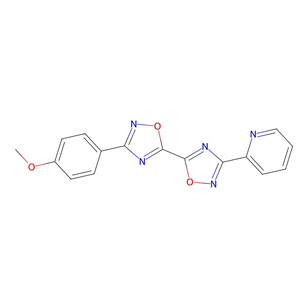 3-(4-Methoxyphenyl)-3'-pyridin-2-yl-5,5'-bi-1,2,4-oxadiazole molecular structure, CAS 1775304-89-6