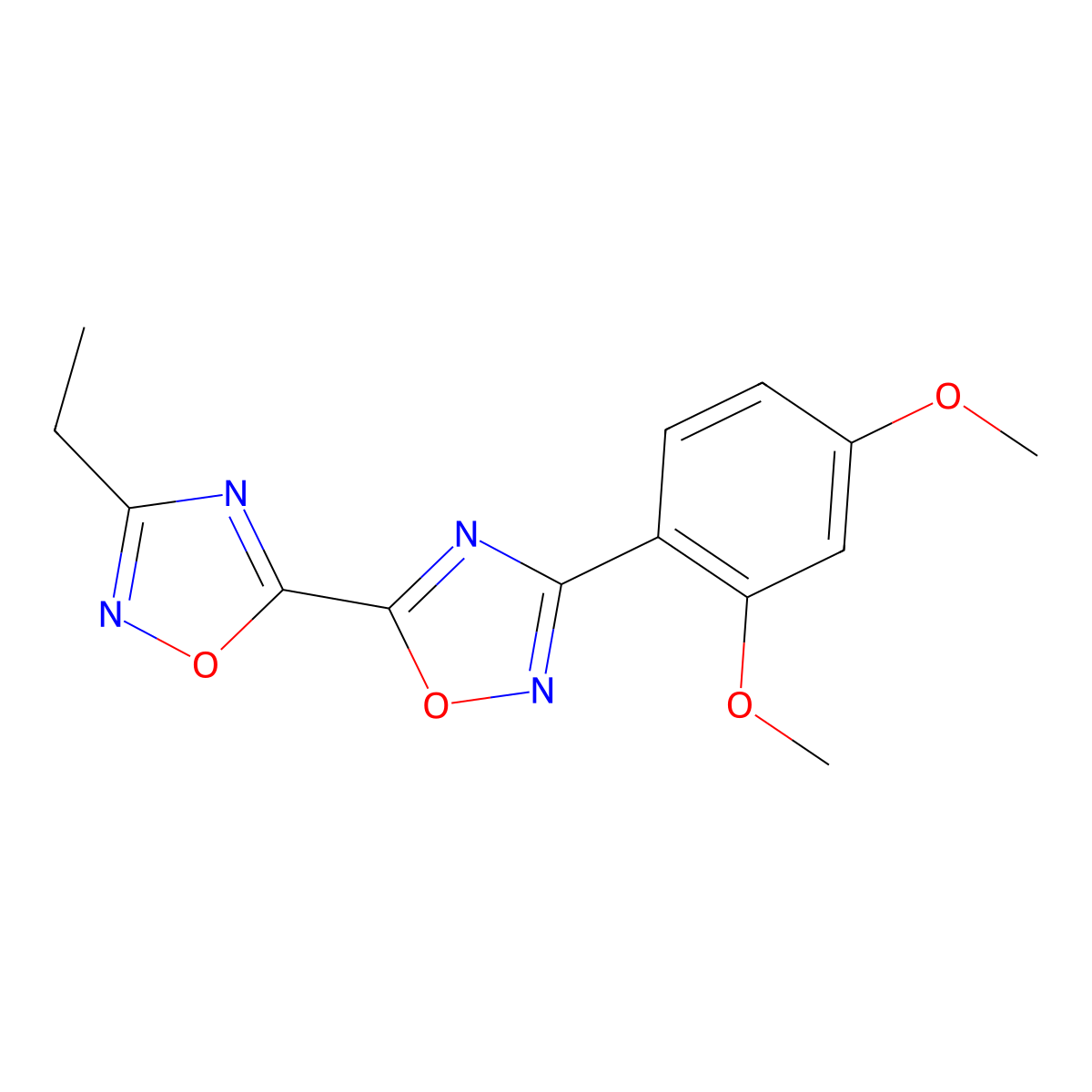 3-(2,4-Dimethoxyphenyl)-3'-ethyl-5,5'-bi-1,2,4-oxadiazole molecular structure, CAS 1775305-03-7