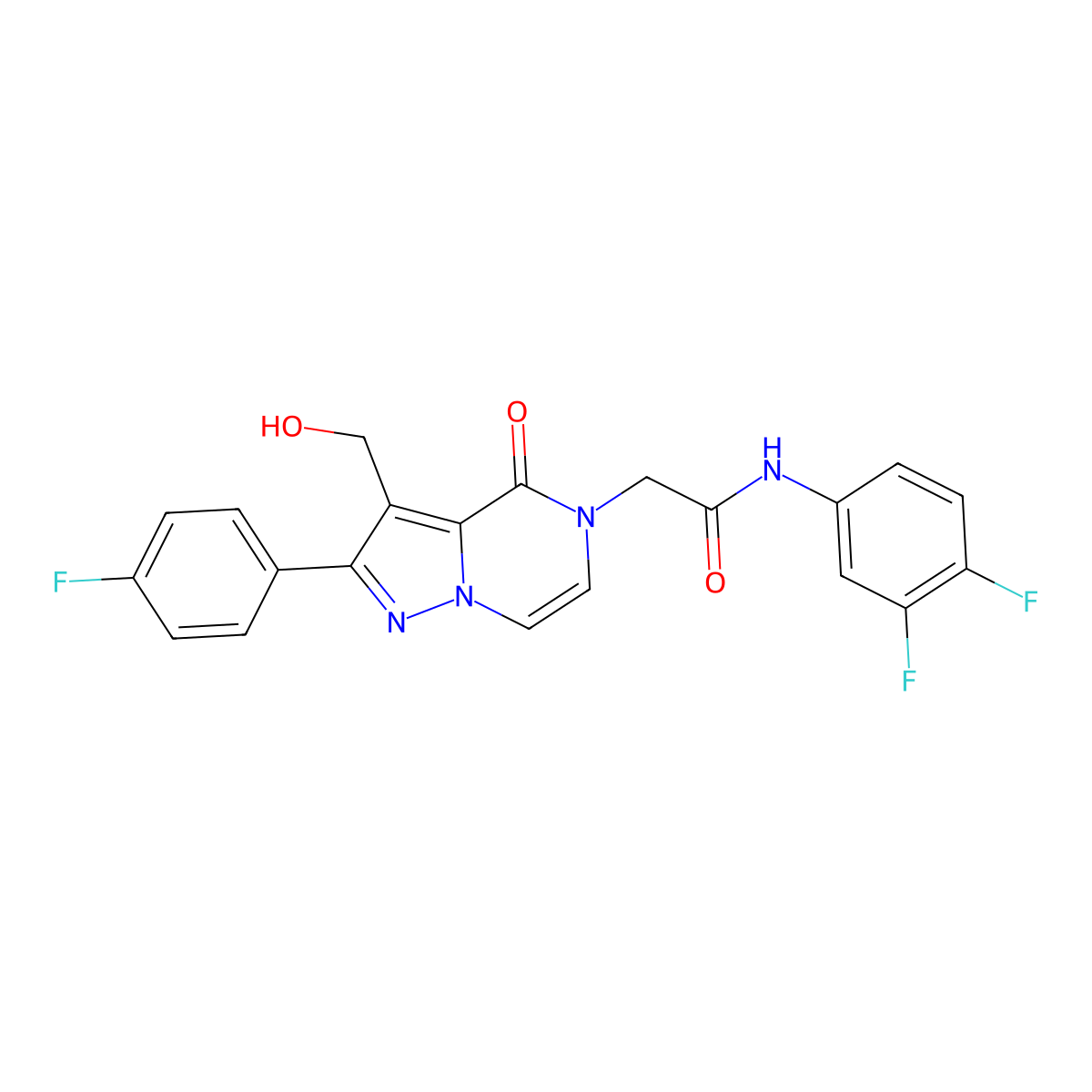 N-(3,4-Difluorophenyl)-2-[2-(4-fluorophenyl)-3-(hydroxymethyl)-4-oxo-4H,5H-pyrazolo[1,5-A]pyrazin-5-YL]acetamide molecular structure, CAS 1775305-97-9