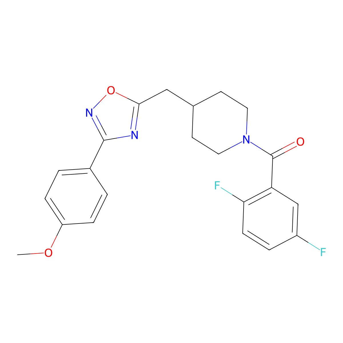 1-(2,5-Difluorobenzoyl)-4-{[3-(4-methoxyphenyl)-1,2,4-oxadiazol-5-yl]methyl}piperidine molecular structure, CAS 1775306-06-3