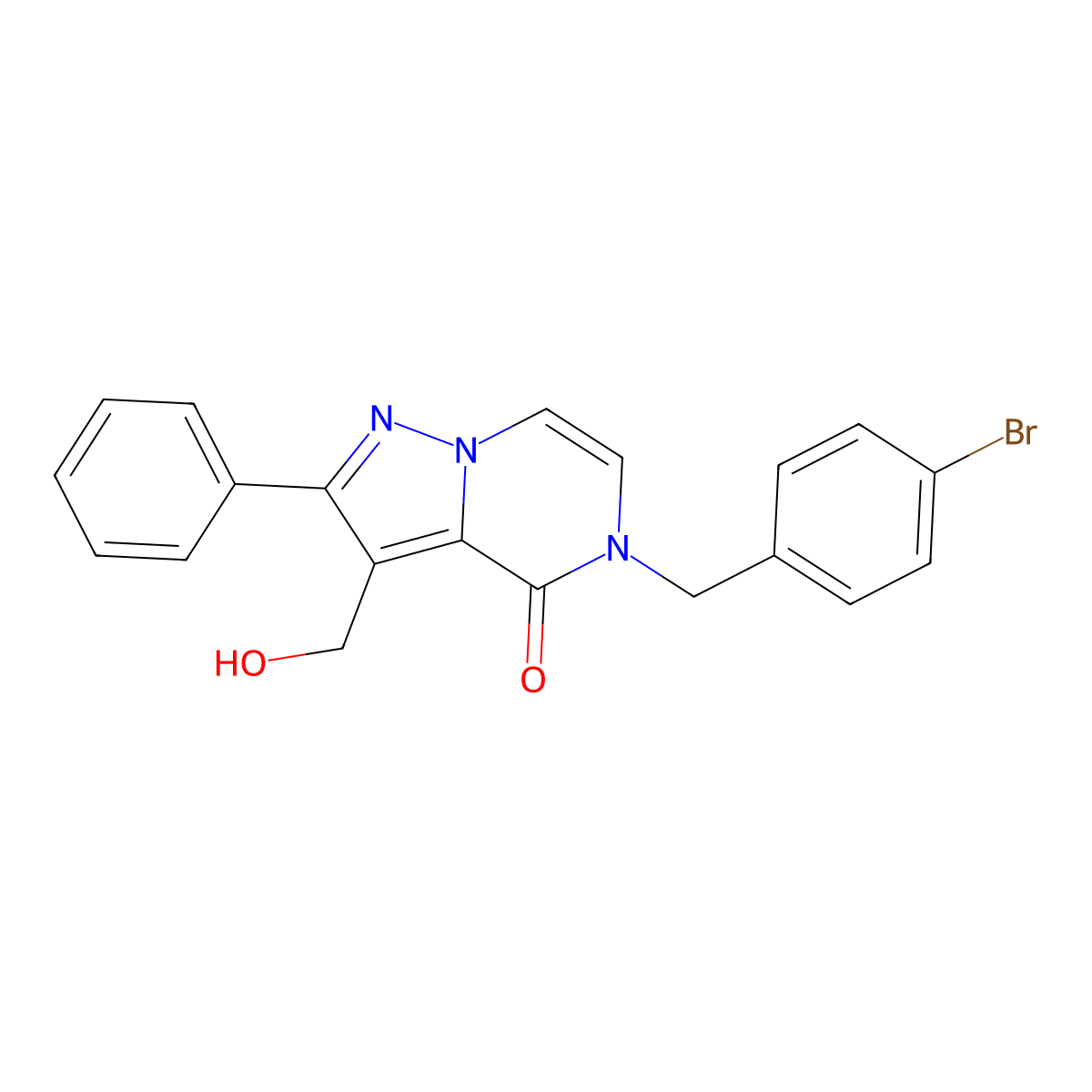 5-[(4-Bromophenyl)methyl]-3-(hydroxymethyl)-2-phenyl-4H,5H-pyrazolo[1,5-A]pyrazin-4-one molecular structure, CAS 1775306-08-5