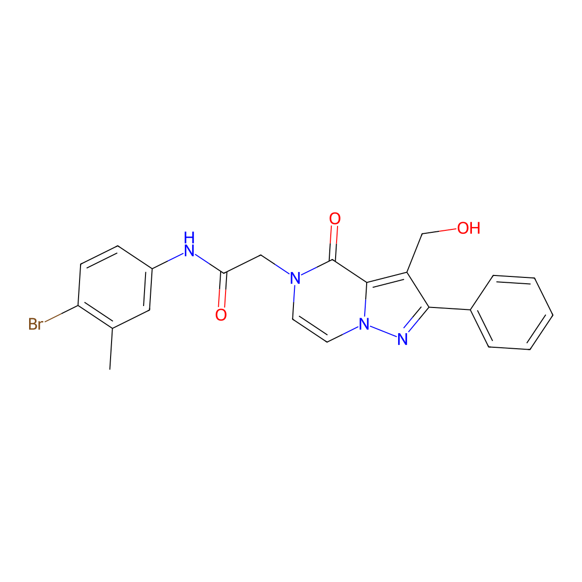 N-(4-Bromo-3-methylphenyl)-2-[3-(hydroxymethyl)-4-oxo-2-phenyl-4H,5H-pyrazolo[1,5-A]pyrazin-5-YL]acetamide molecular structure, CAS 1775306-49-4