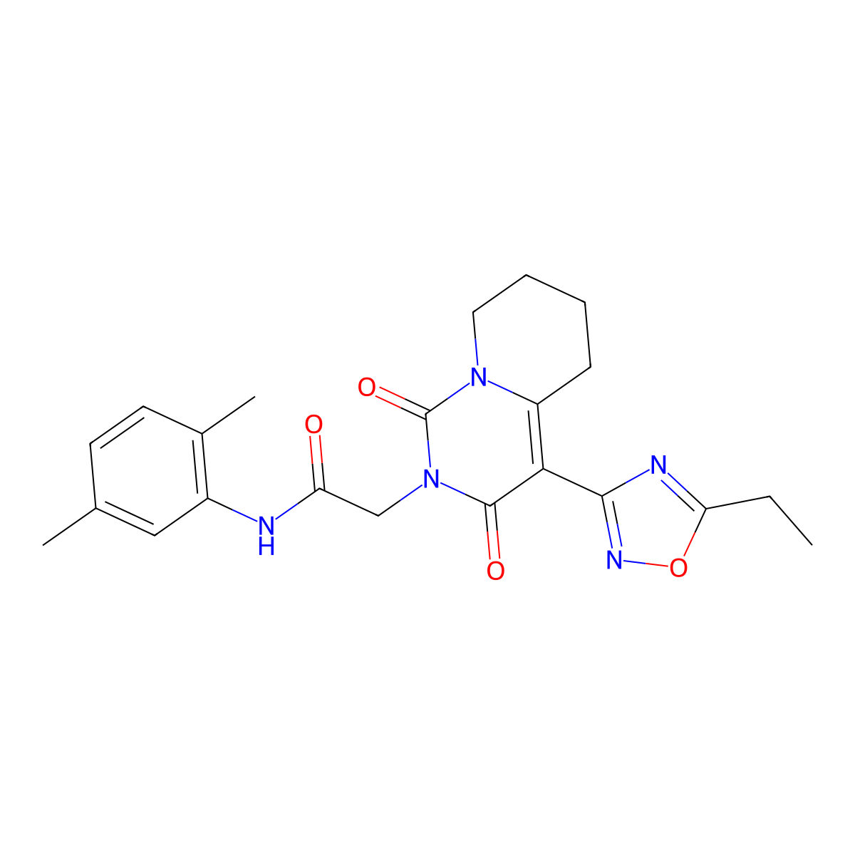 N-(2,5-dimethylphenyl)-2-[4-(5-ethyl-1,2,4-oxadiazol-3-yl)-1,3-dioxo-5,6,7,8-tetrahydro-1H-pyrido[1,2-c]pyrimidin-2(3H)-yl]acetamide molecular structure, CAS 1775308-28-5