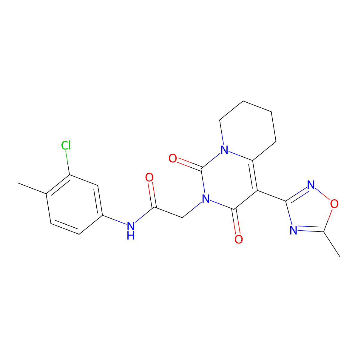 N-(3-chloro-4-methylphenyl)-2-[4-(5-methyl-1,2,4-oxadiazol-3-yl)-1,3-dioxo-5,6,7,8-tetrahydro-1H-pyrido[1,2-c]pyrimidin-2(3H)-yl]acetamide molecular structure, CAS 1775308-36-5