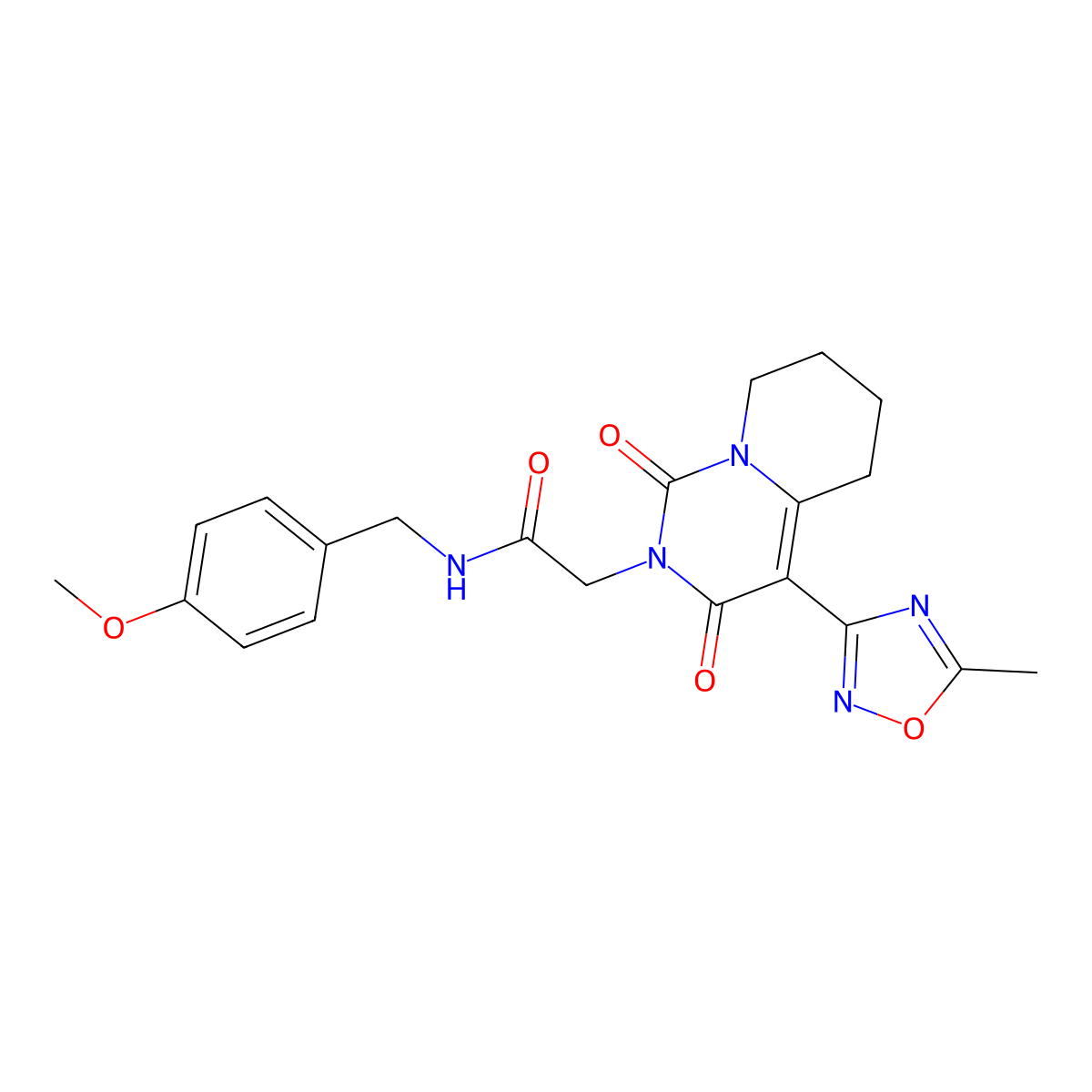 N-(4-methoxybenzyl)-2-[4-(5-methyl-1,2,4-oxadiazol-3-yl)-1,3-dioxo-5,6,7,8-tetrahydro-1H-pyrido[1,2-c]pyrimidin-2(3H)-yl]acetamide molecular structure, CAS 1775308-43-4