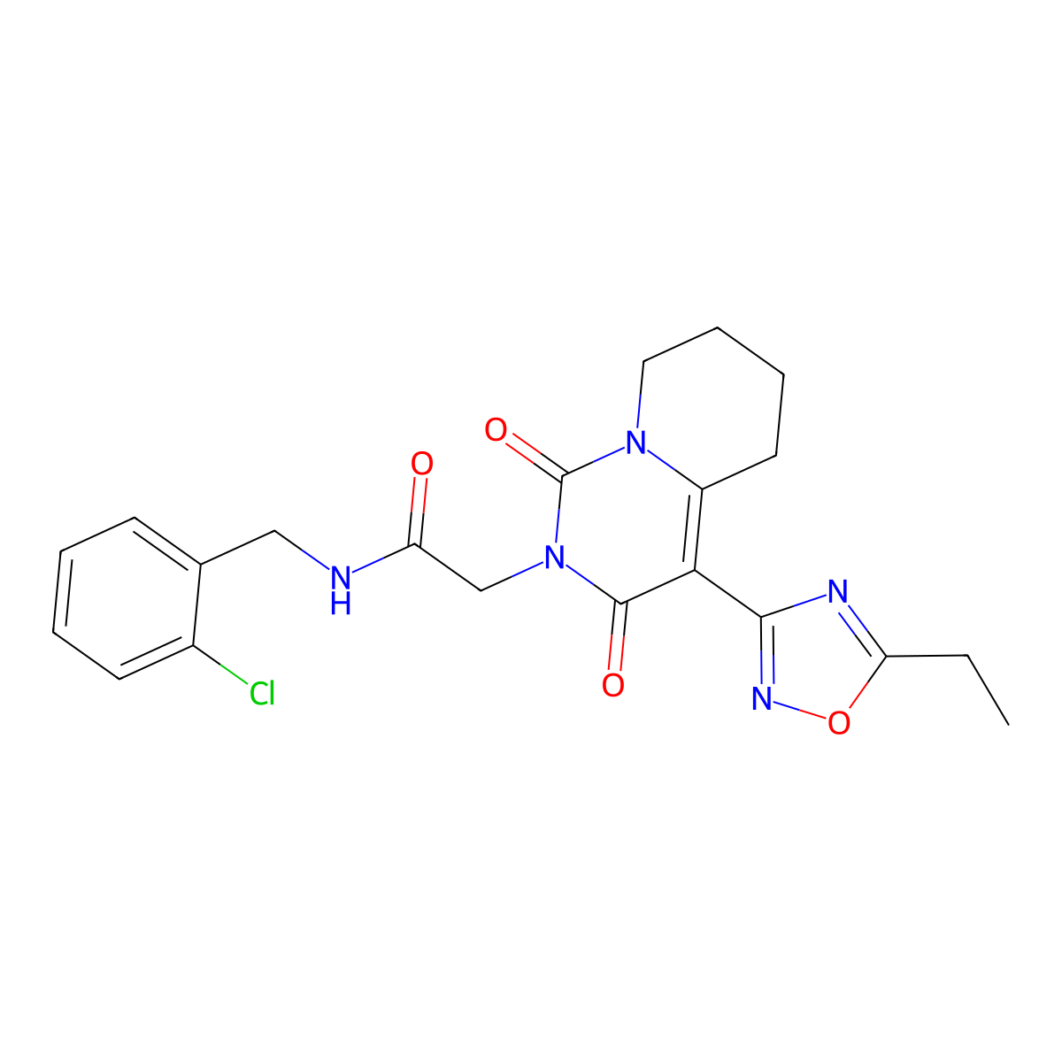 N-(2-chlorobenzyl)-2-[4-(5-ethyl-1,2,4-oxadiazol-3-yl)-1,3-dioxo-5,6,7,8-tetrahydro-1H-pyrido[1,2-c]pyrimidin-2(3H)-yl]acetamide molecular structure, CAS 1775308-47-8
