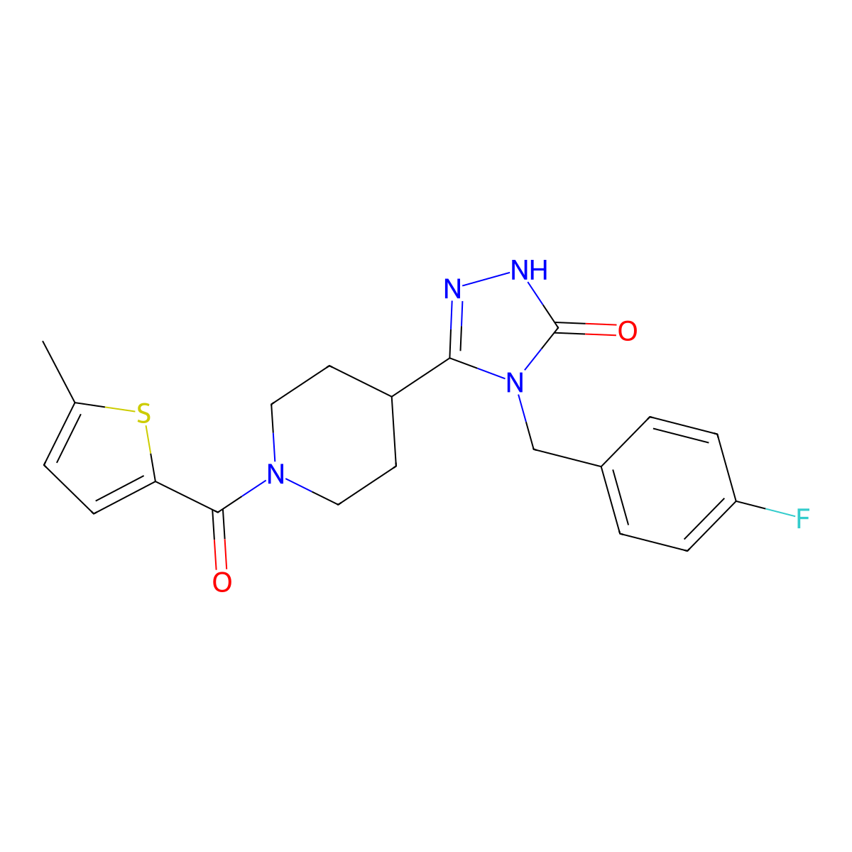 4-(4-fluorobenzyl)-5-{1-[(5-methyl-2-thienyl)carbonyl]piperidin-4-yl}-2,4-dihydro-3H-1,2,4-triazol-3-one molecular structure, CAS 1775311-16-4