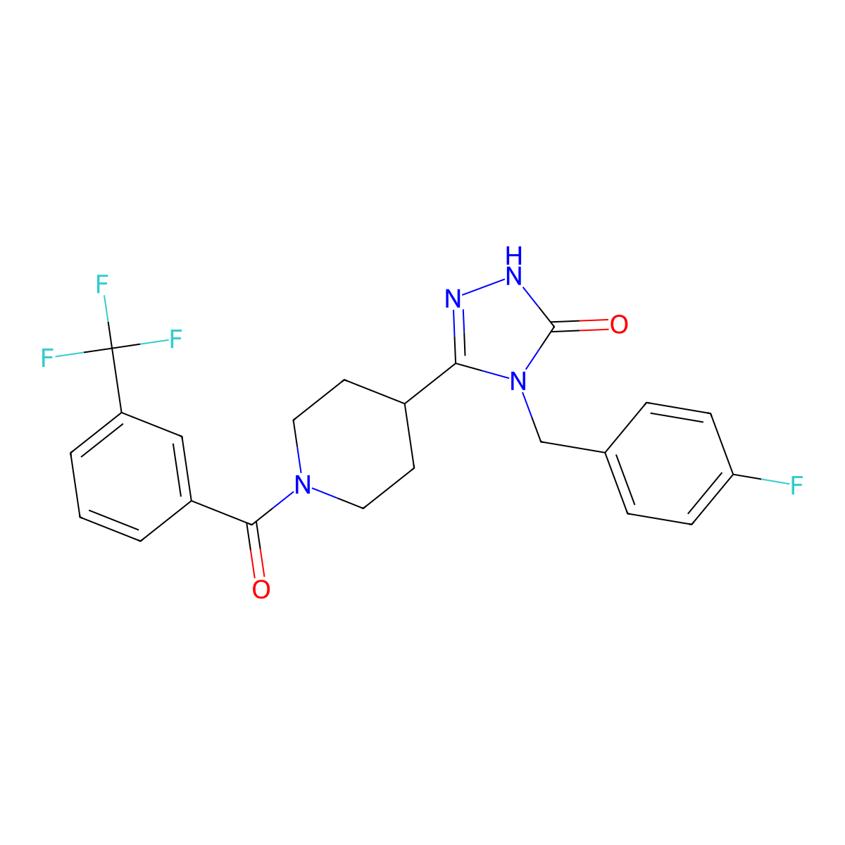 4-(4-fluorobenzyl)-5-{1-[3-(trifluoromethyl)benzoyl]piperidin-4-yl}-2,4-dihydro-3H-1,2,4-triazol-3-one molecular structure, CAS 1775311-20-0