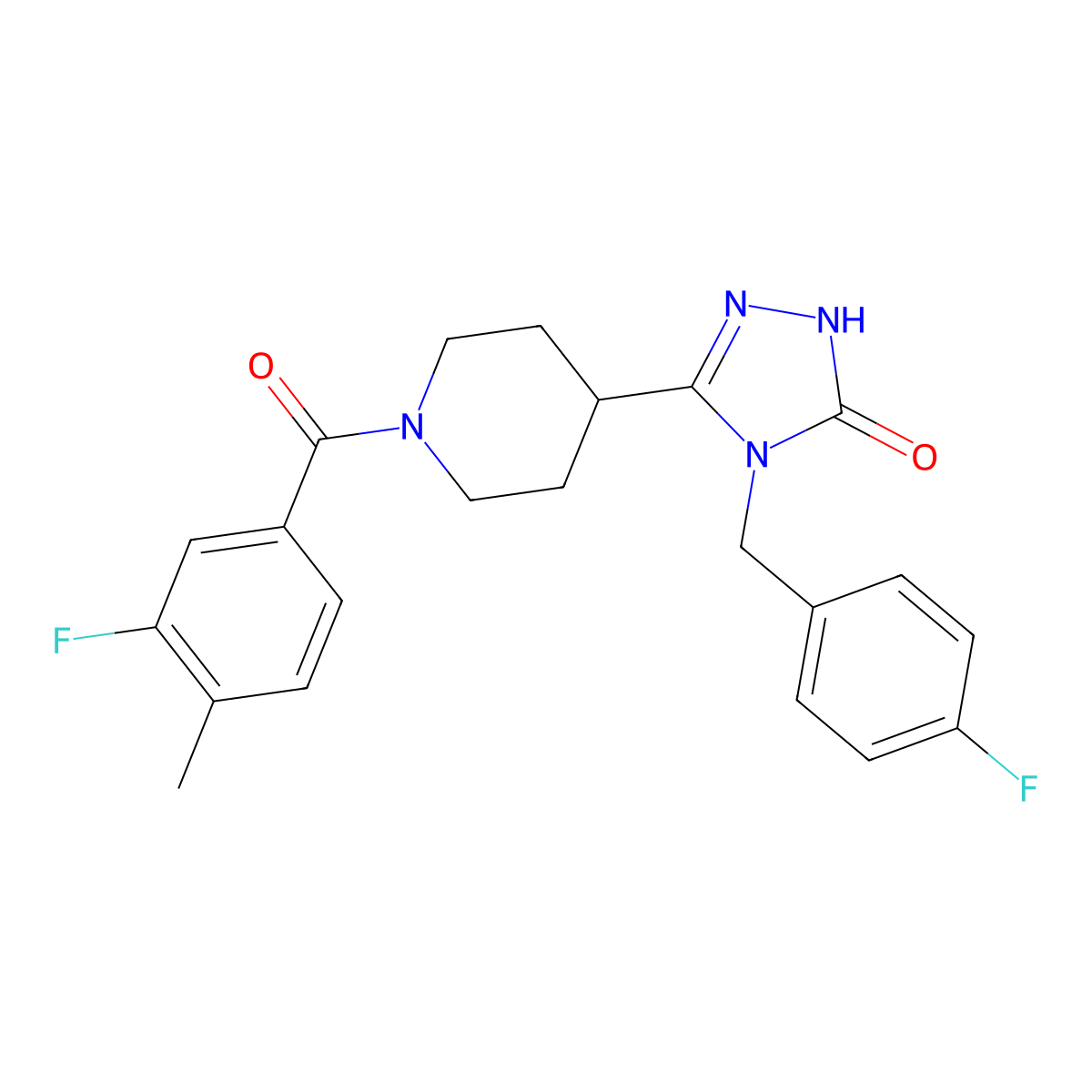 4-(4-fluorobenzyl)-5-[1-(3-fluoro-4-methylbenzoyl)piperidin-4-yl]-2,4-dihydro-3H-1,2,4-triazol-3-one molecular structure, CAS 1775311-27-7