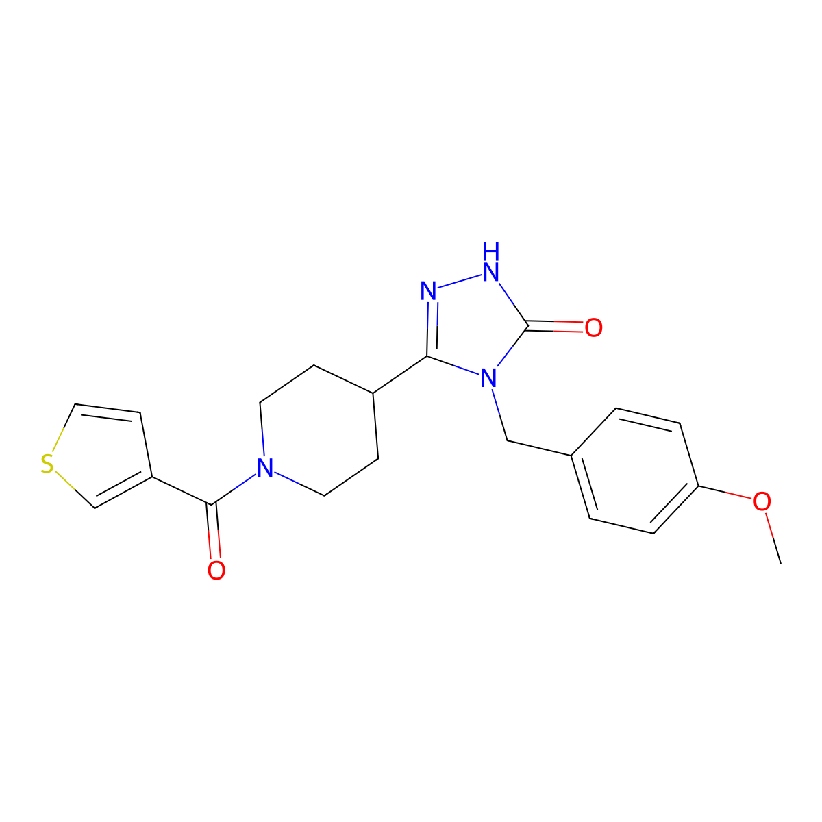 4-(4-methoxybenzyl)-5-[1-(3-thienylcarbonyl)piperidin-4-yl]-2,4-dihydro-3H-1,2,4-triazol-3-one molecular structure, CAS 1775311-59-5