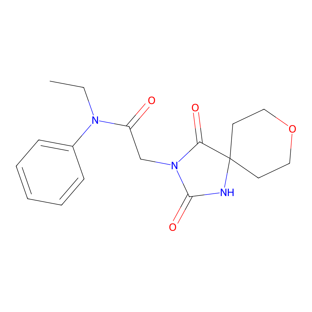 2-(2,4-dioxo-8-oxa-1,3-diazaspiro[4.5]dec-3-yl)-N-ethyl-N-phenylacetamide molecular structure, CAS 1775312-24-7