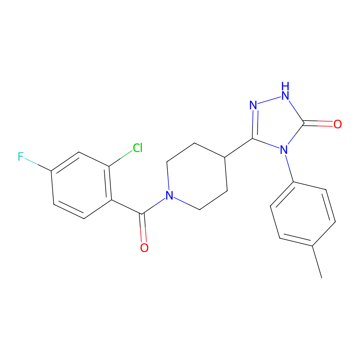 5-[1-(2-chloro-4-fluorobenzoyl)piperidin-4-yl]-4-(4-methylphenyl)-2,4-dihydro-3H-1,2,4-triazol-3-one molecular structure, CAS 1775312-36-1
