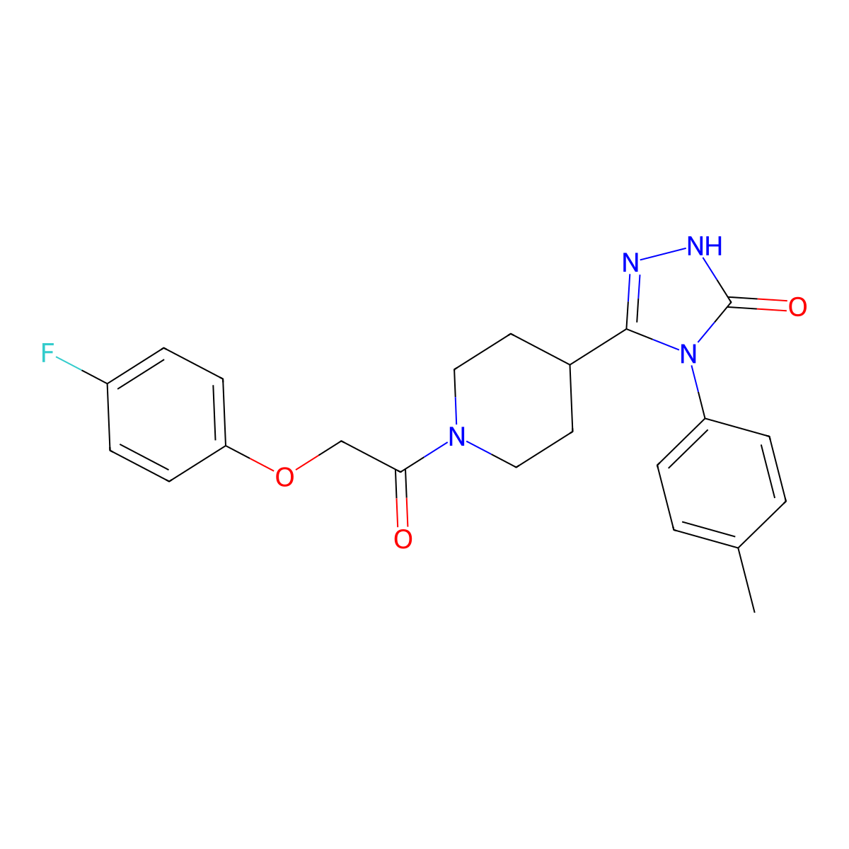 5-{1-[(4-fluorophenoxy)acetyl]piperidin-4-yl}-4-(4-methylphenyl)-2,4-dihydro-3H-1,2,4-triazol-3-one molecular structure, CAS 1775313-81-9