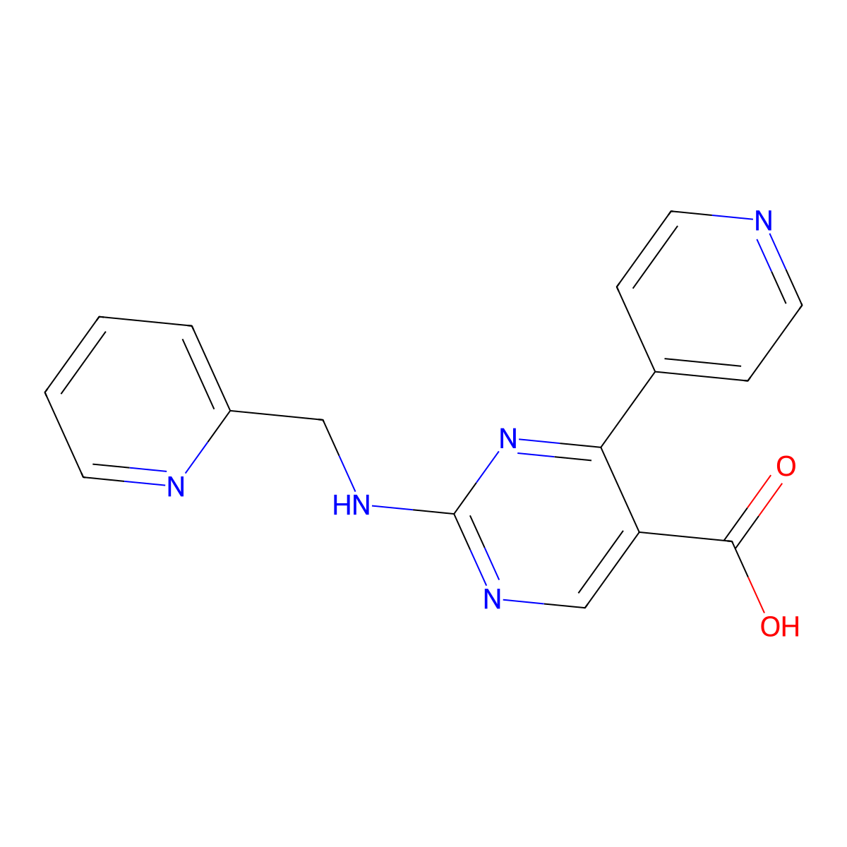 4-(4-Pyridyl)-2-[(2-pyridylmethyl)amino]-5-pyrimidinecarboxylic acid molecular structure, CAS 1775313-82-0