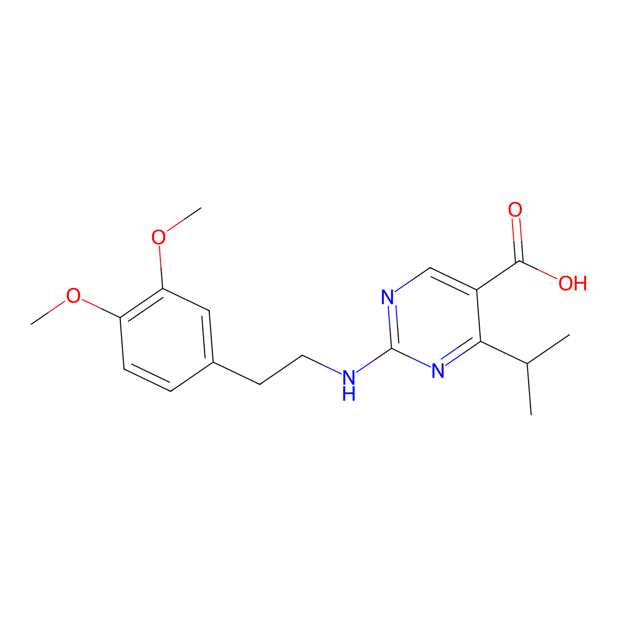 2-{[2-(3,4-Dimethoxyphenyl)ethyl]amino}-4-isopropylpyrimidine-5-carboxylic acid molecular structure, CAS 1775315-94-0
