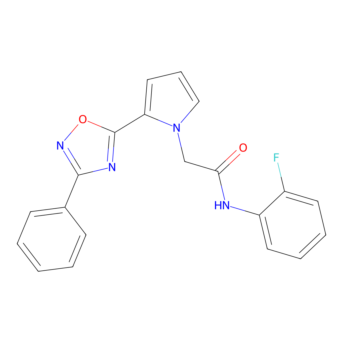 N-(2-fluorophenyl)-2-[2-(3-phenyl-1,2,4-oxadiazol-5-yl)-1H-pyrrol-1-yl]acetamide molecular structure, CAS 1775318-43-8