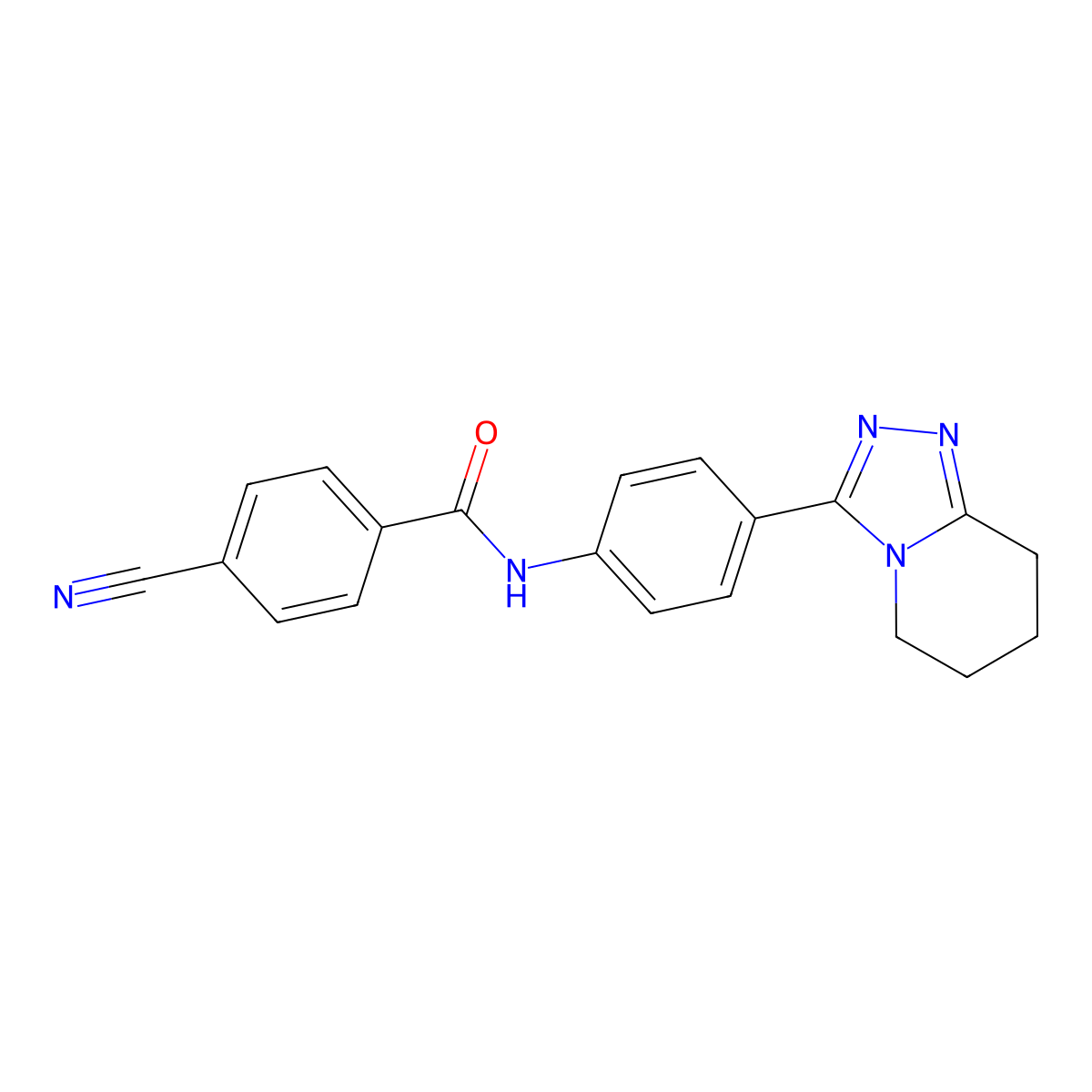 4-cyano-N-[4-(5,6,7,8-tetrahydro[1,2,4]triazolo[4,3-a]pyridin-3-yl)phenyl]benzamide molecular structure, CAS 1775319-74-8