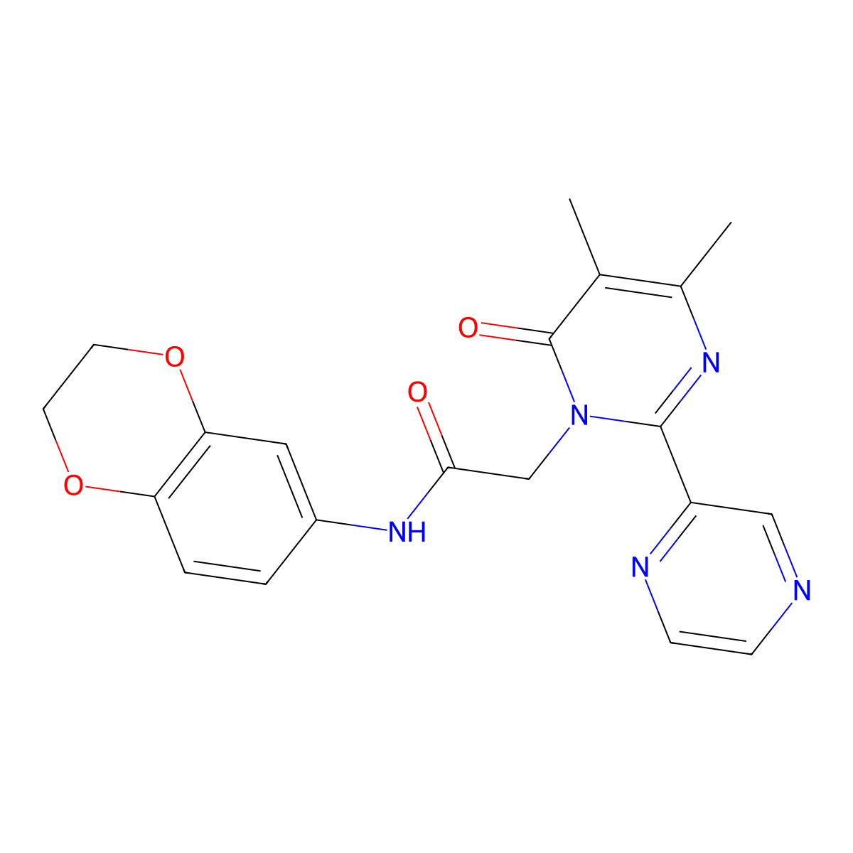 N-(2,3-dihydro-1,4-benzodioxin-6-yl)-2-[4,5-dimethyl-6-oxo-2-(pyrazin-2-yl)-1,6-dihydropyrimidin-1-yl]acetamide molecular structure, CAS 1775319-98-6