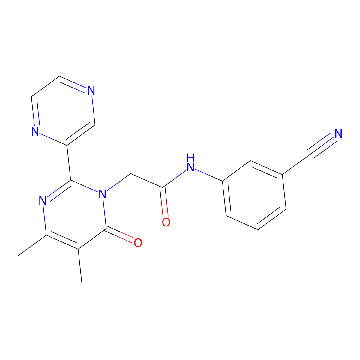 N-(3-cyanophenyl)-2-[4,5-dimethyl-6-oxo-2-(2-pyrazinyl)-1(6H)-pyrimidinyl]acetamide molecular structure, CAS 1775319-99-7