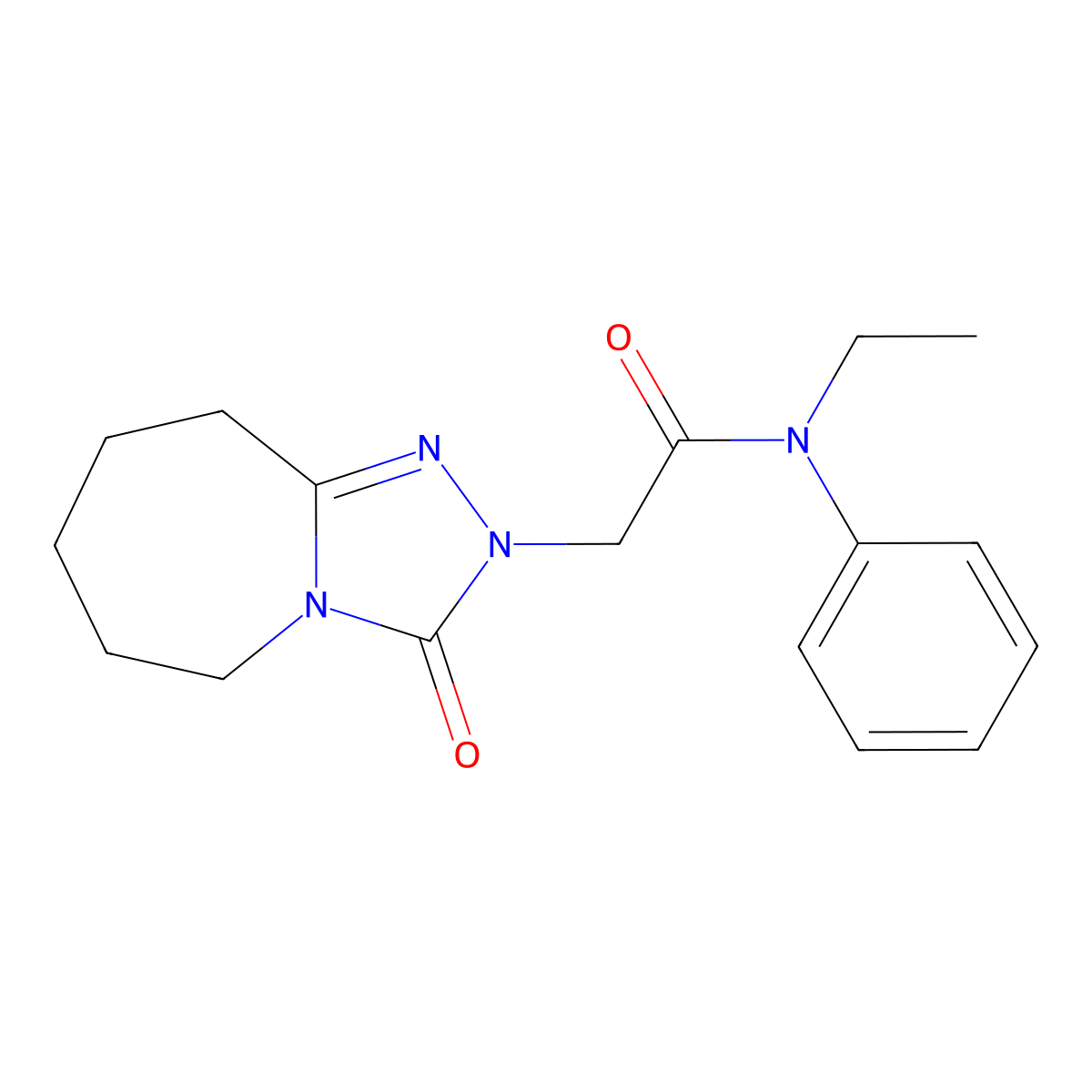 N-Ethyl-2-{3-oxo-2H,3H,5H,6H,7H,8H,9H-[1,2,4]triazolo[4,3-A]azepin-2-YL}-N-phenylacetamide molecular structure, CAS 1775321-64-6