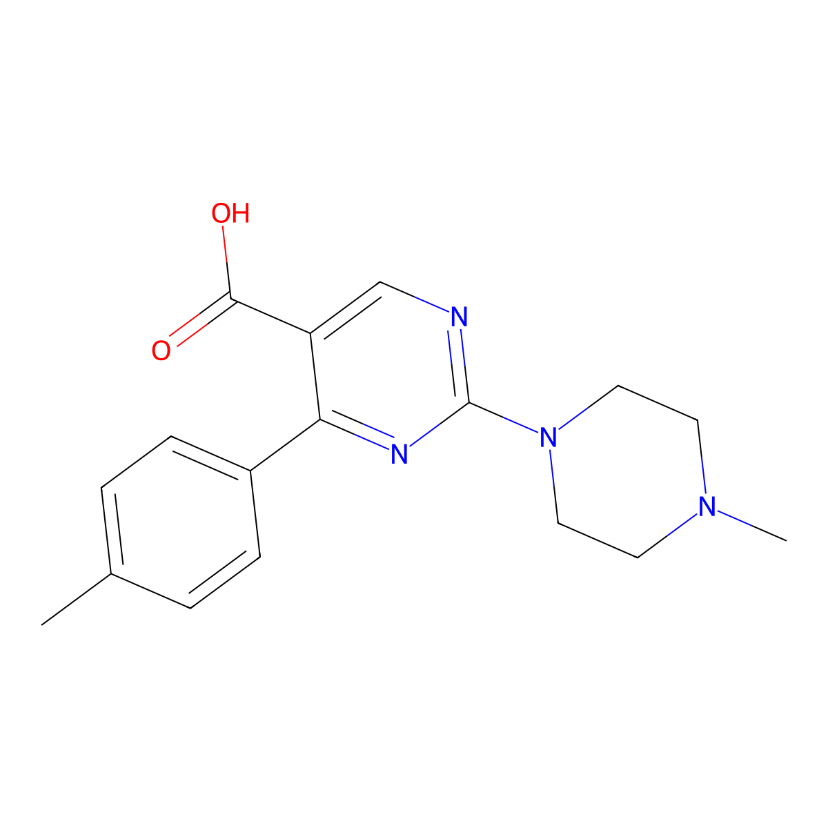 4-(4-Methylphenyl)-2-(4-methylpiperazin-1-yl)pyrimidine-5-carboxylic acid molecular structure, CAS 1775321-75-9