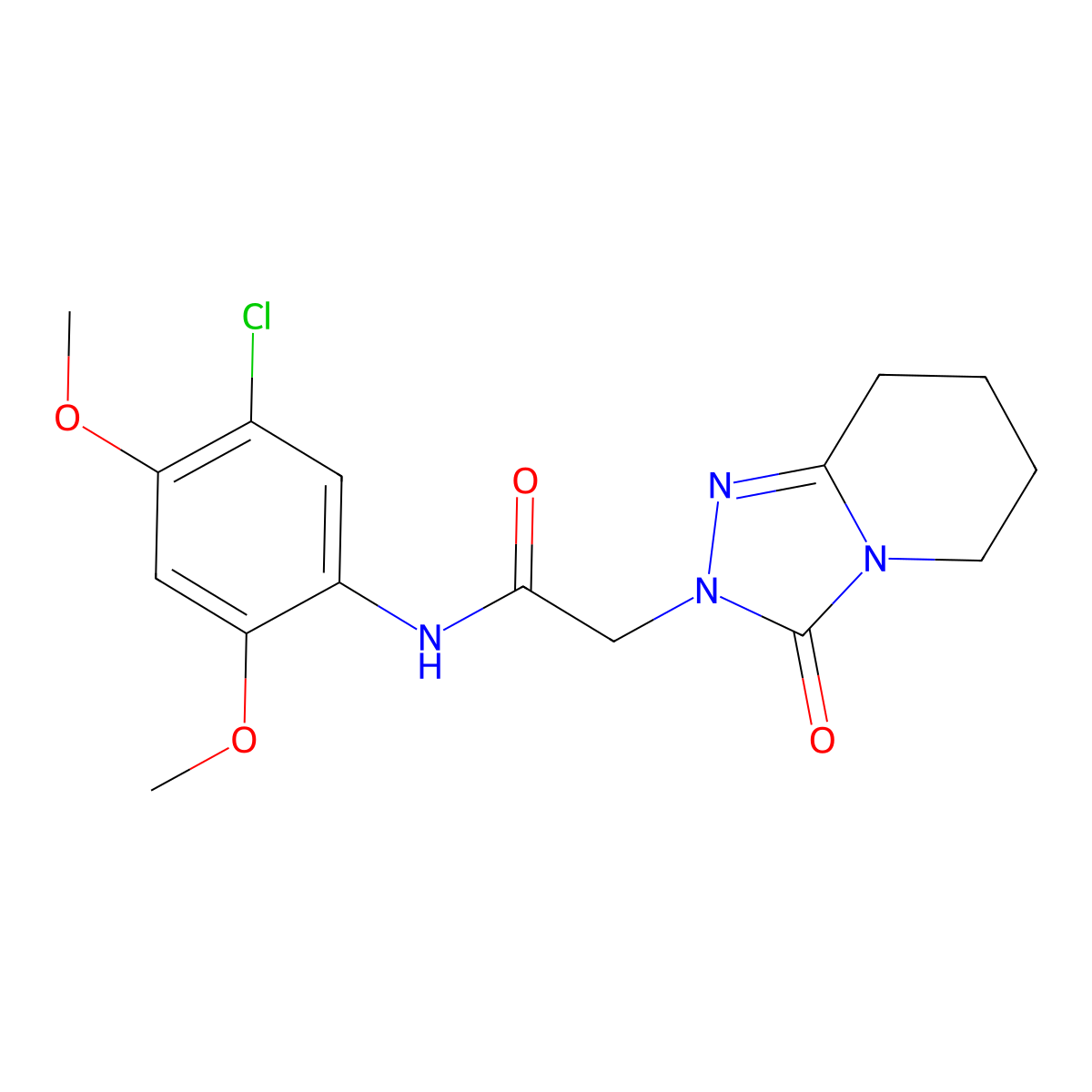 N-(5-Chloro-2,4-dimethoxyphenyl)-2-{3-oxo-2H,3H,5H,6H,7H,8H-[1,2,4]triazolo[4,3-A]pyridin-2-YL}acetamide molecular structure, CAS 1775321-80-6
